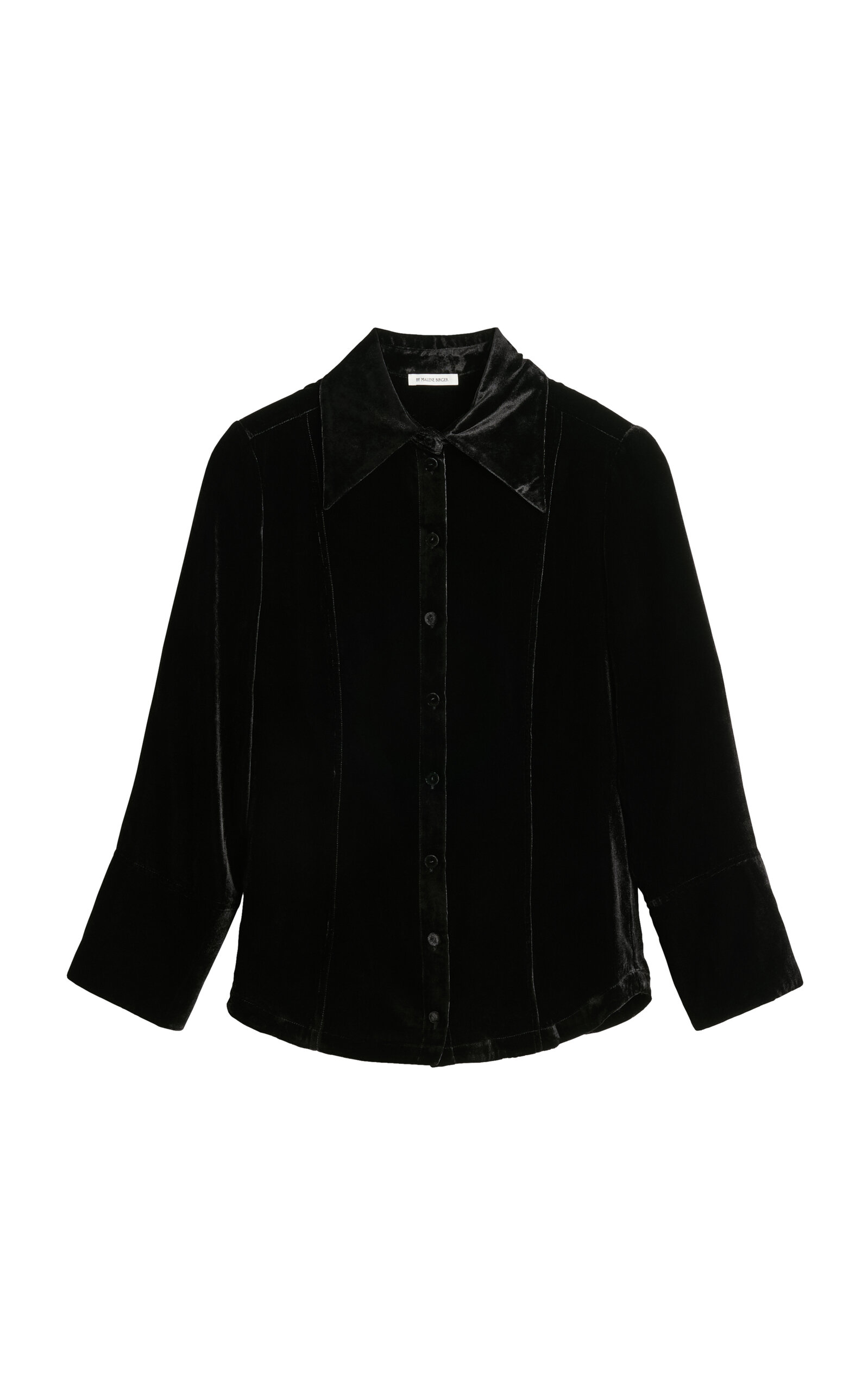 By Malene Birger Rosiannas Dagger Collar Velvet Button-down Shirt In Black