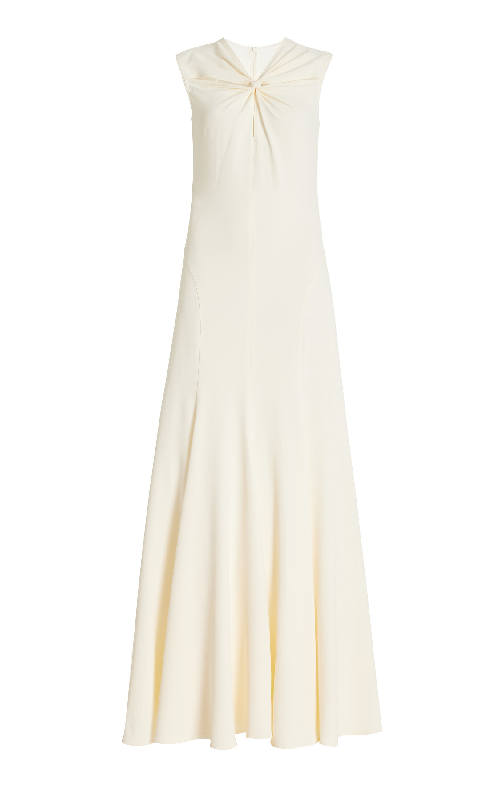 Shop Anna October Phoebe Gathered Stretch-crepe Maxi Dress In Ivory