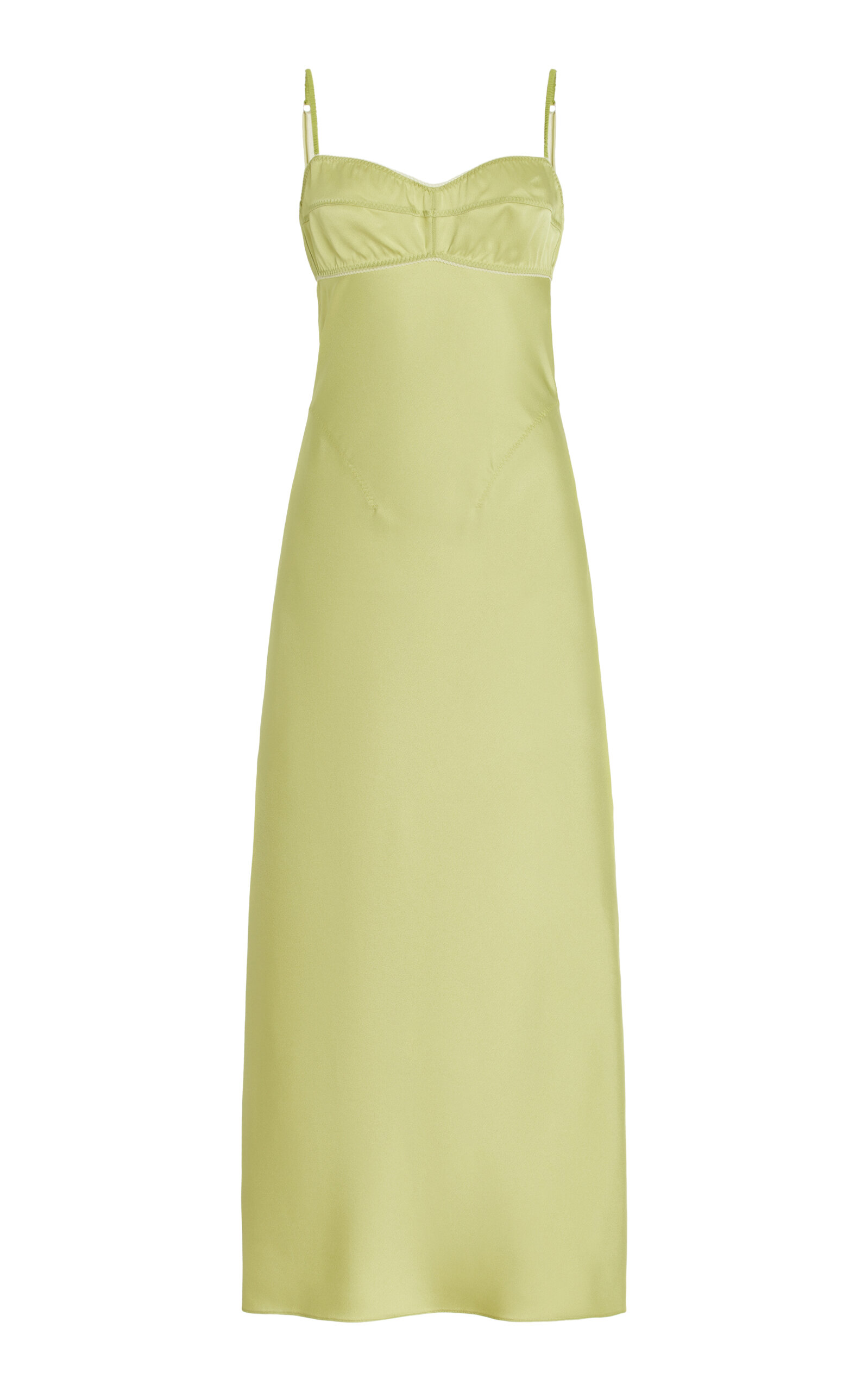 Shop Anna October Exclusive Waterlily Bustier Satin Midi Dress In Green