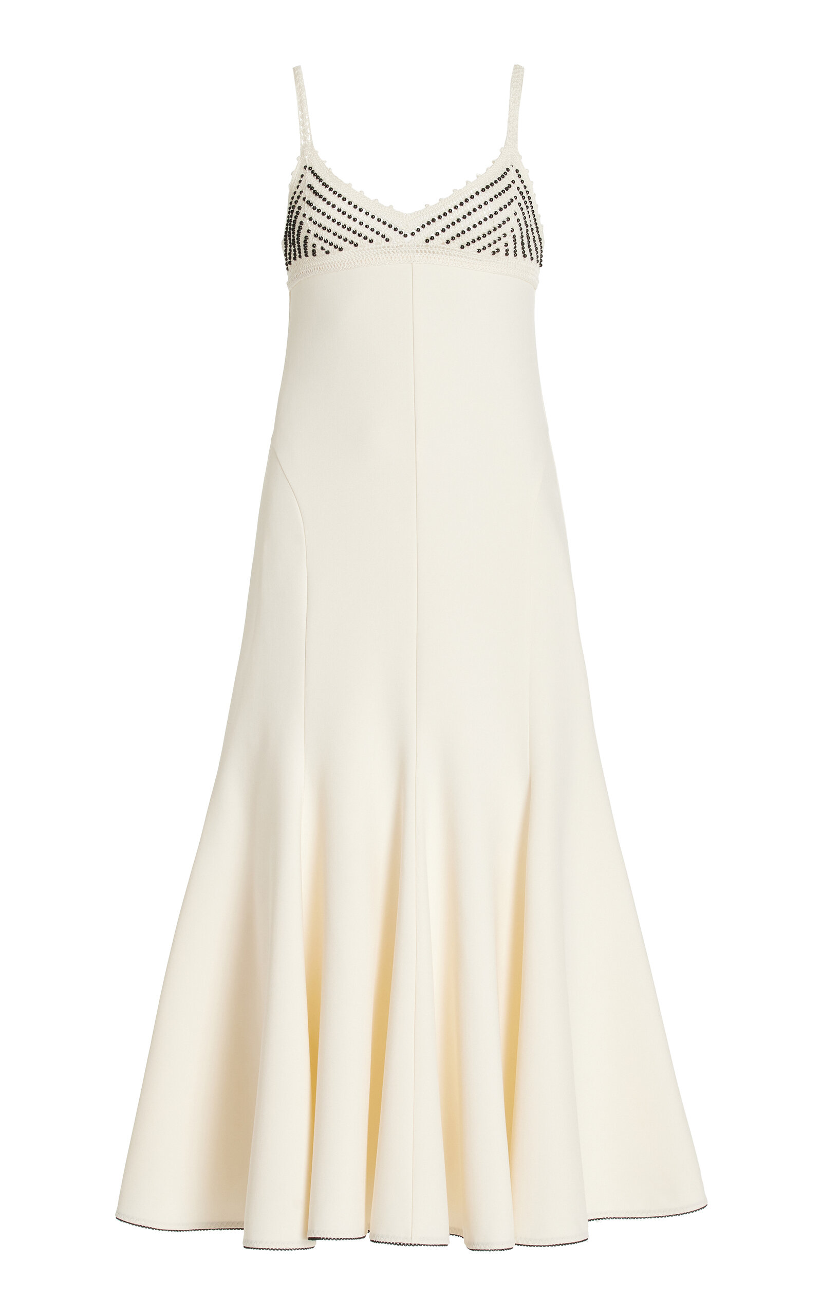 Anna October Devi Bead-embellished Knit-crepe Midi Dress In White