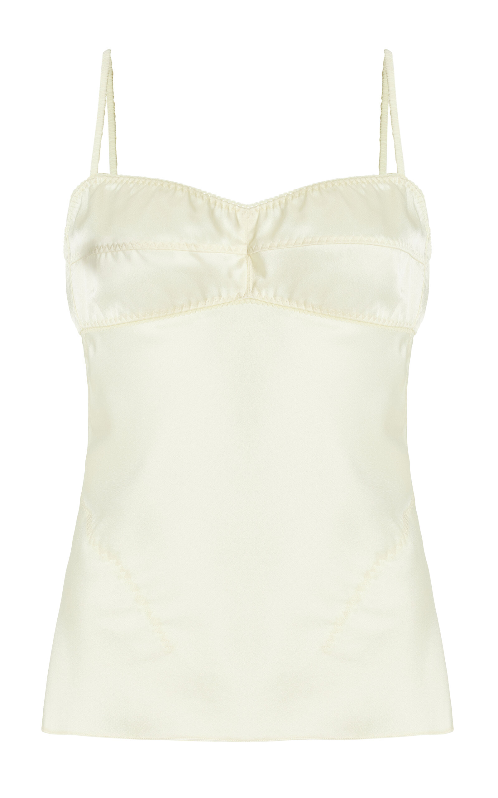 Anna October Waterlily Gathered Bustier Satin Top In Neutral