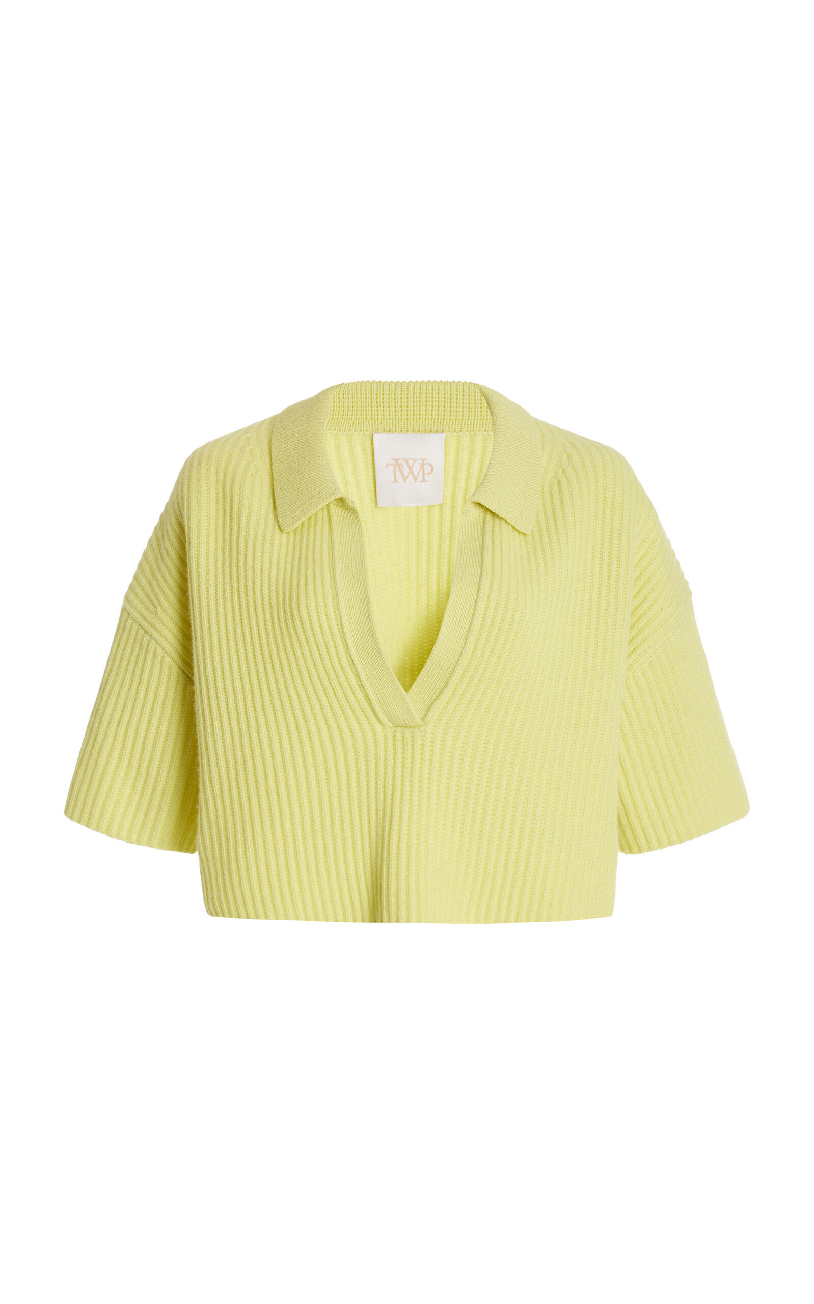 Shop Twp Tallulah Cashmere Polo Sweater In Lime Green