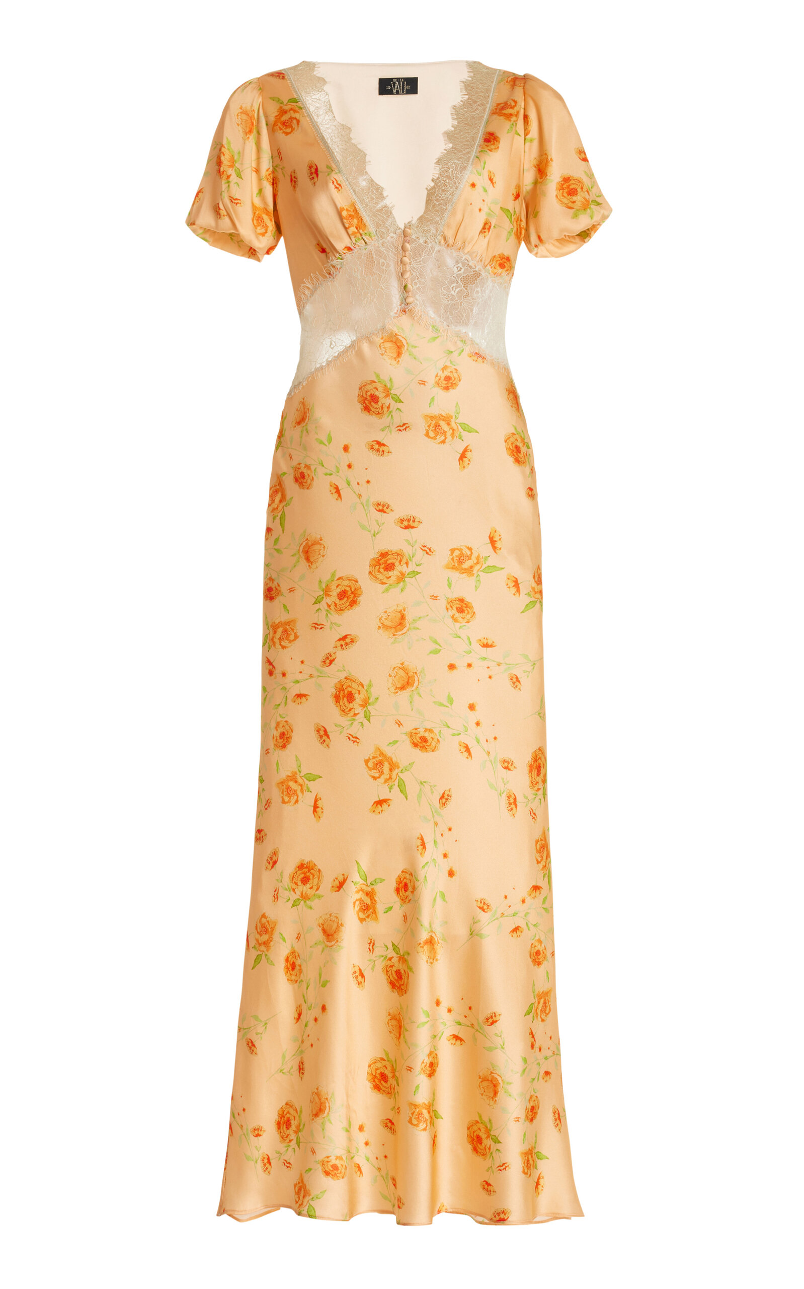Pavlova Lace-Trimmed Floral Silk-Blend Maxi Dress