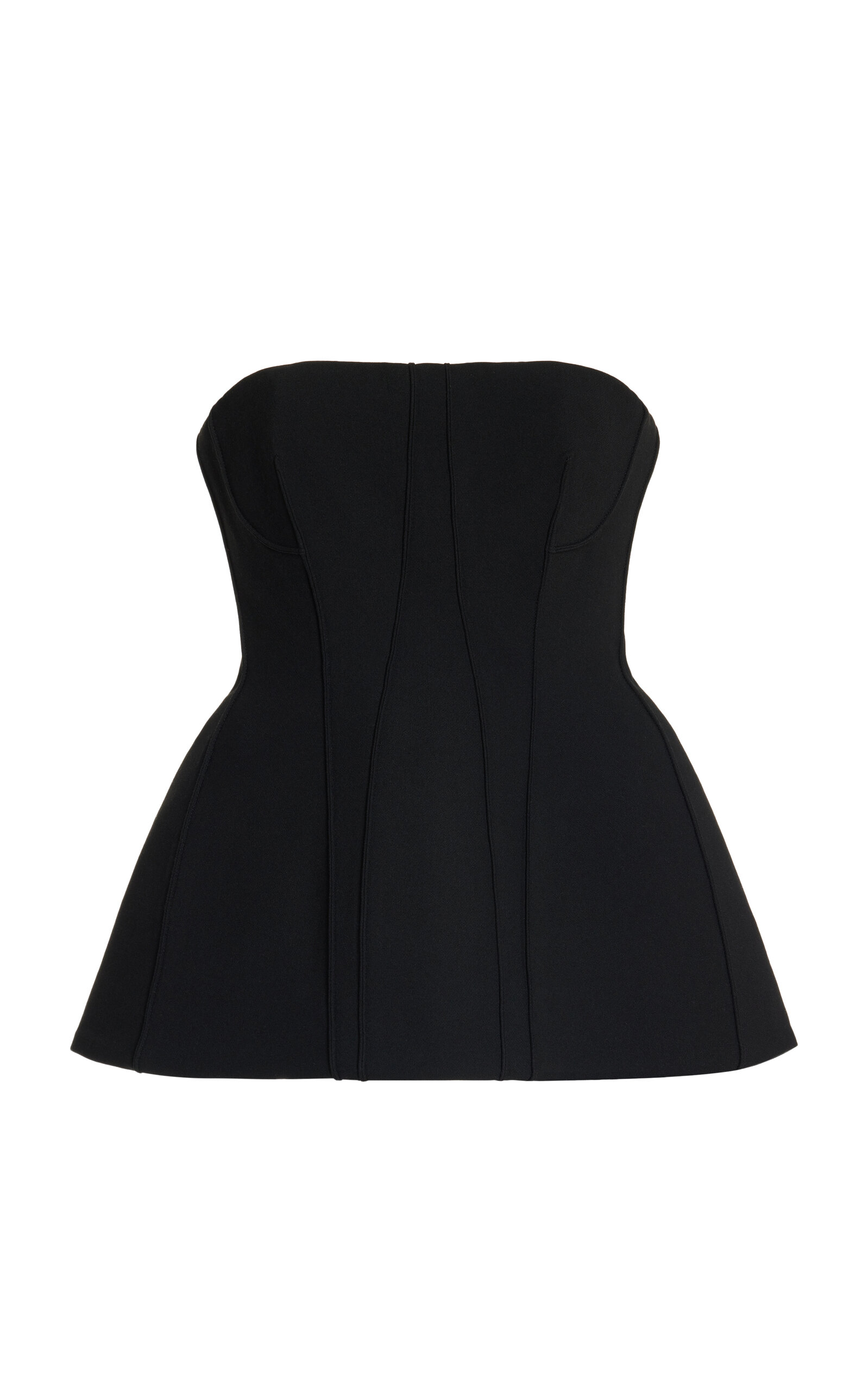 Simkhai Parker Strapless Crepe Peplum Top In Black