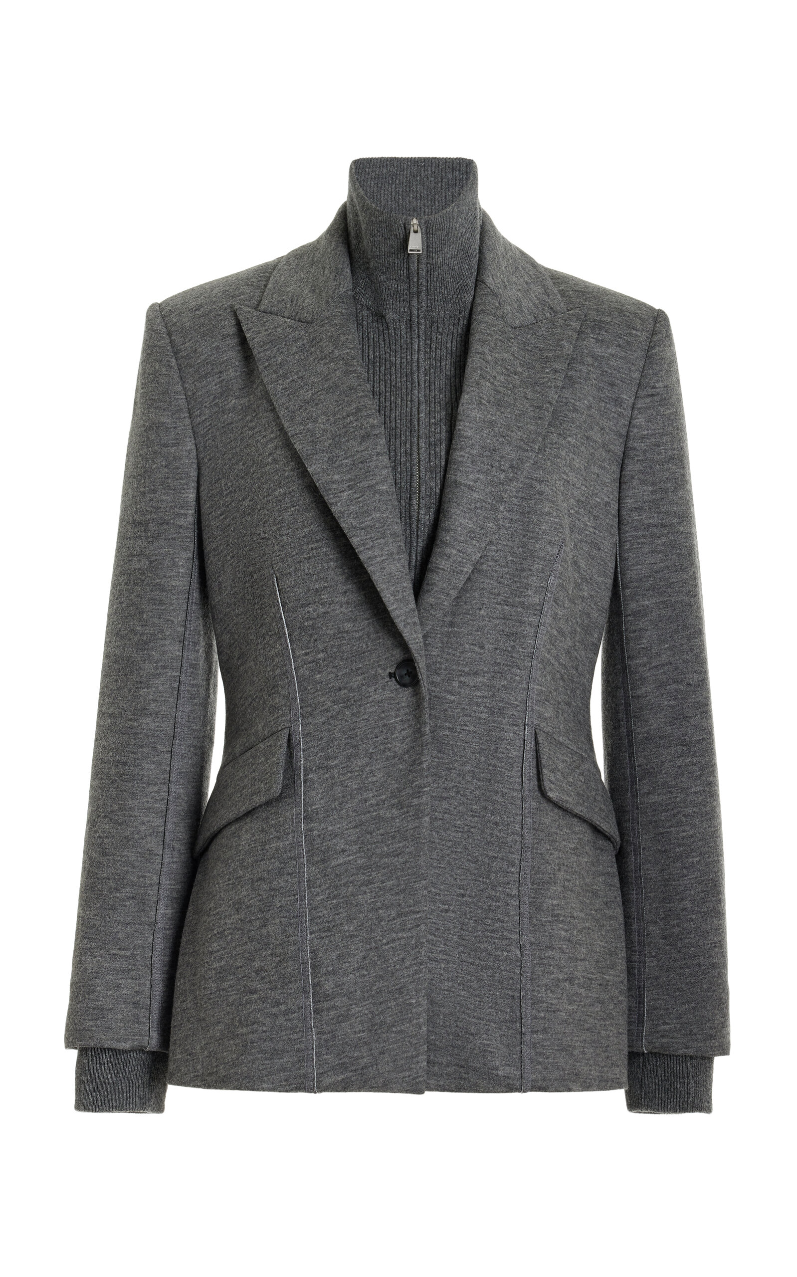 Simkhai Auden Knit Combo Blazer In Grey