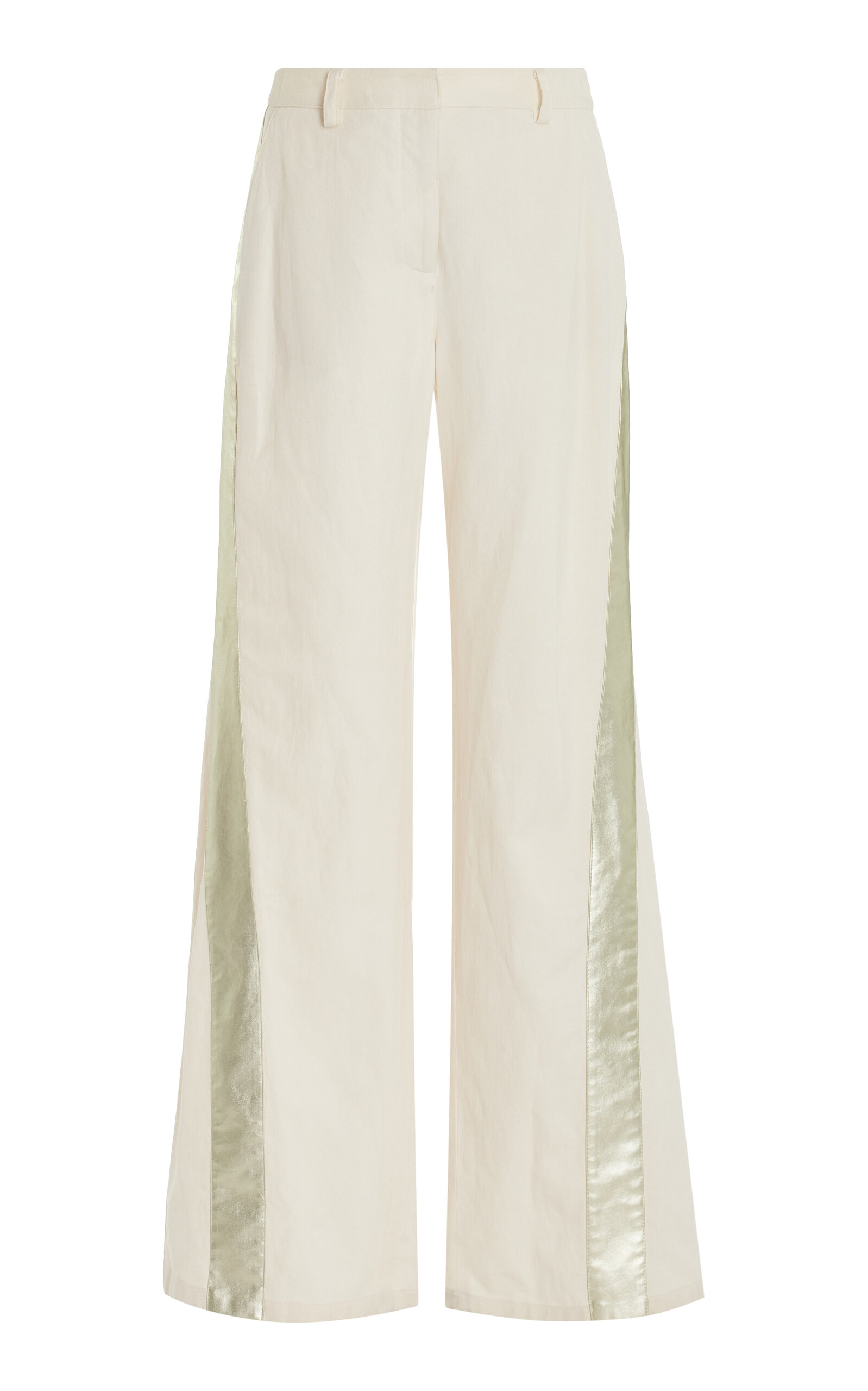 Twp Stay Golden Cotton-linen Mid-rise Wide-leg Pants In Off-white