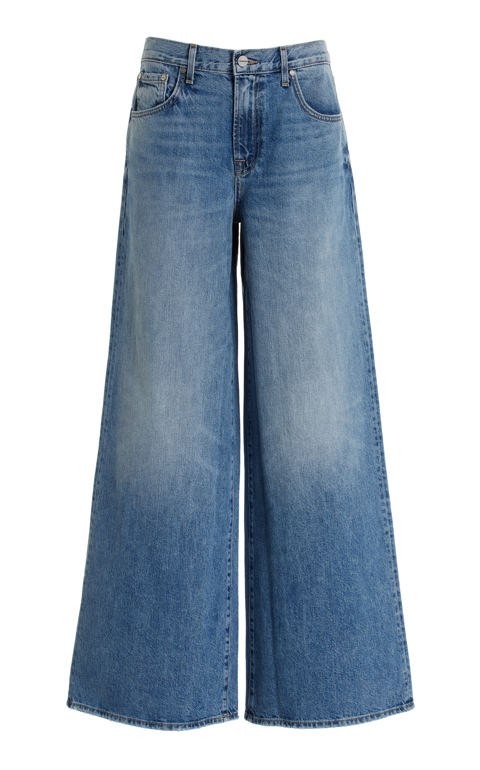 Shop Twp Tiny Dancer Rigid Mid-rise Wide-leg Jeans In Blue