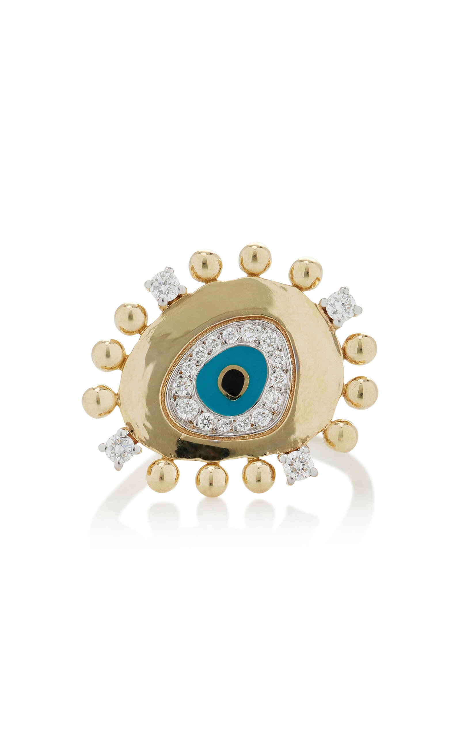 Evil Eye 14K Yellow Gold Diamond Ring