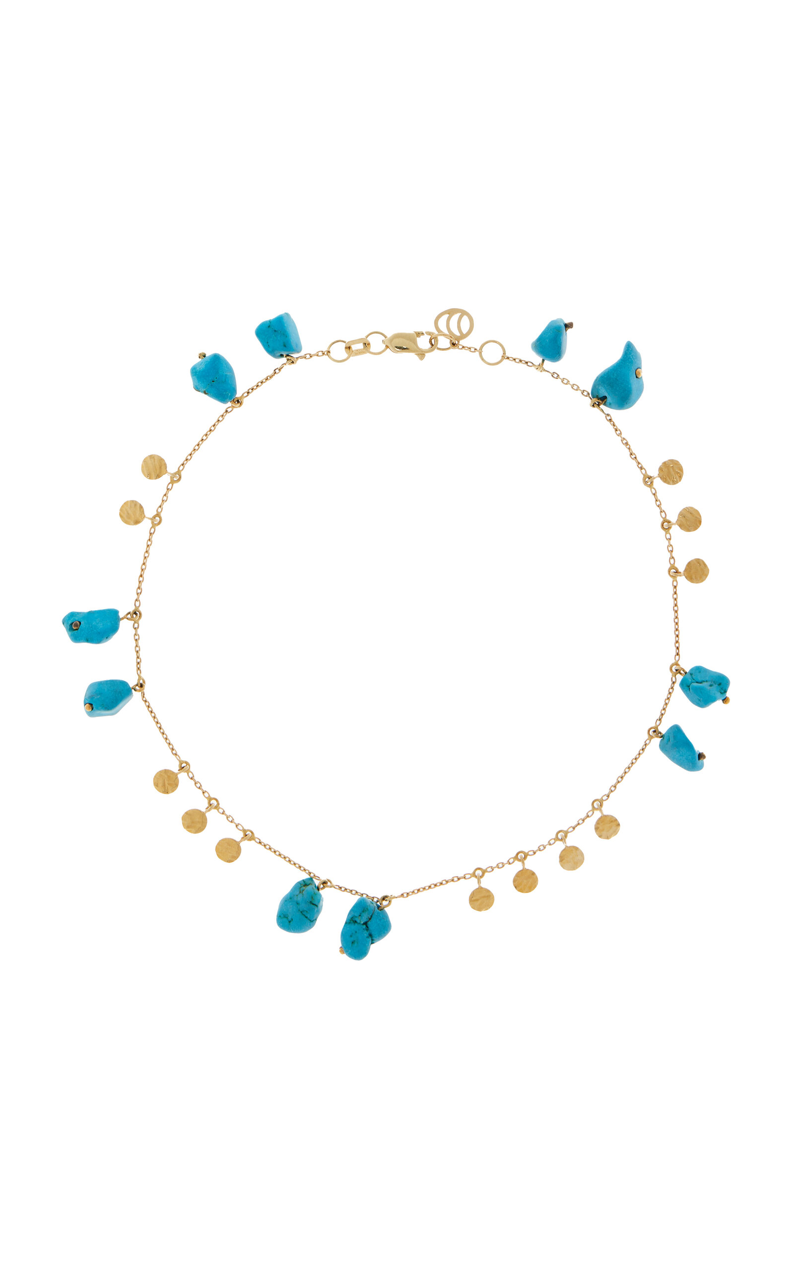 Charms Company 14k Yellow Gold Turquoise Anklet