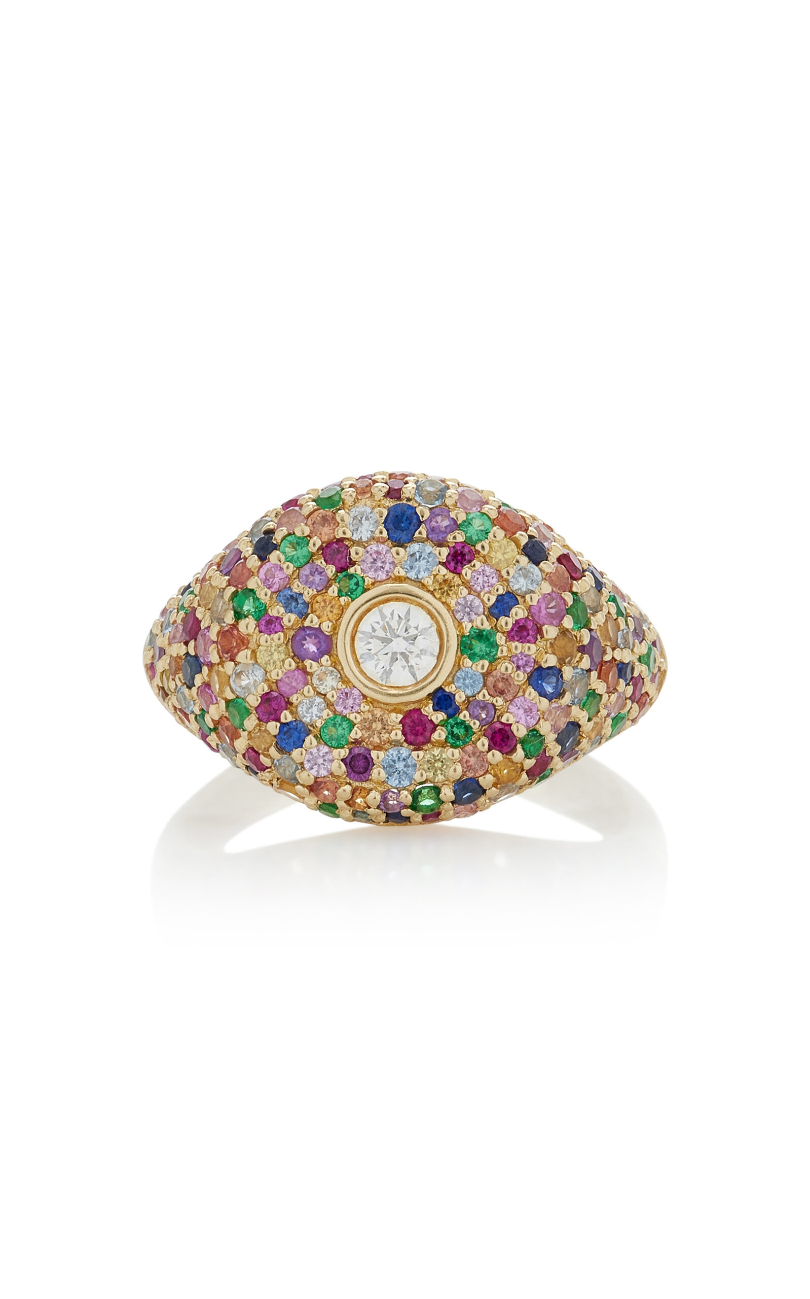 Shop Charms Company Bonbon Ring 14k Yellow Gold Diamond; Sapphire Ring In Multi