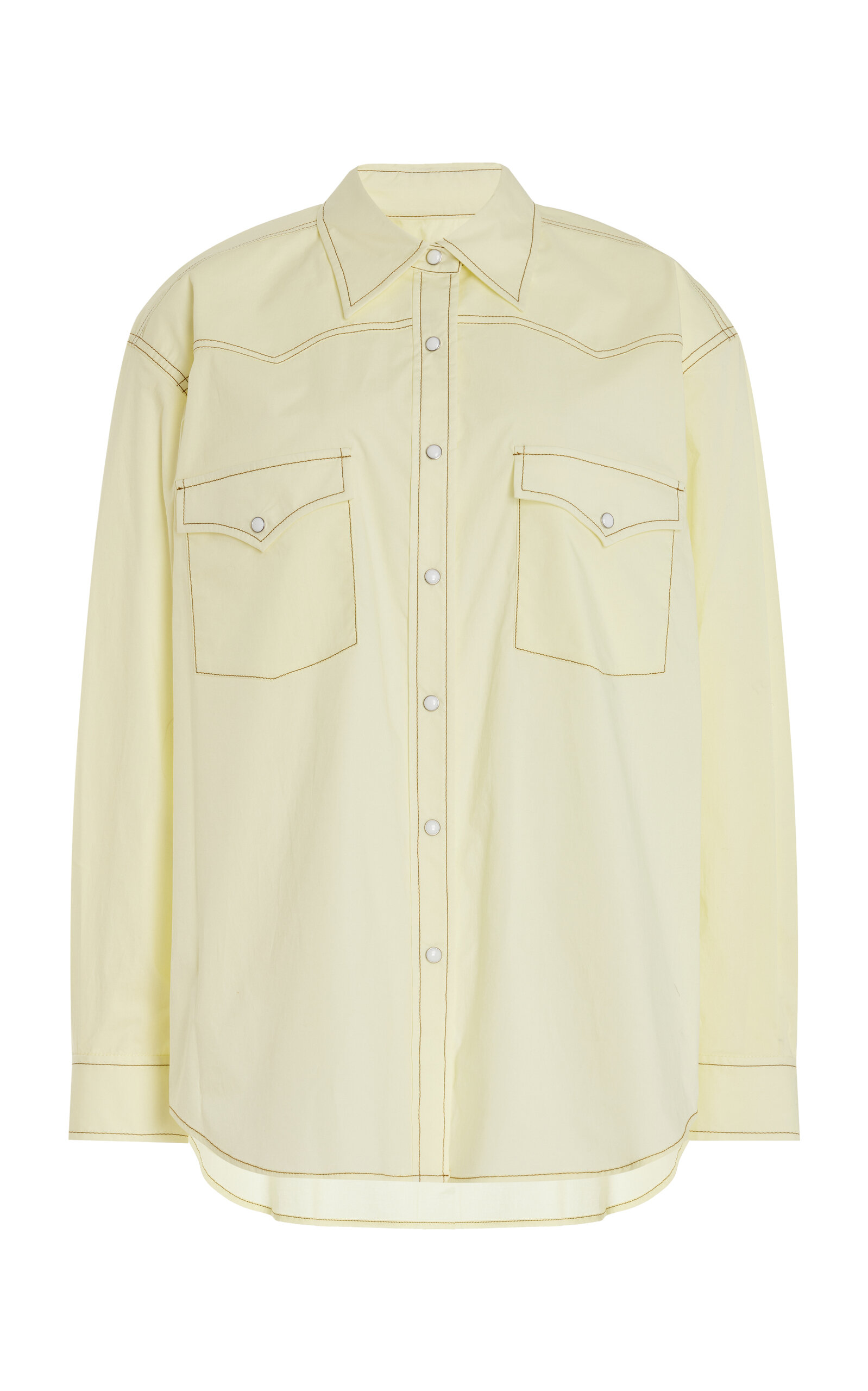 Twp Dutton Oversized Cotton Western Shirt In Yellow