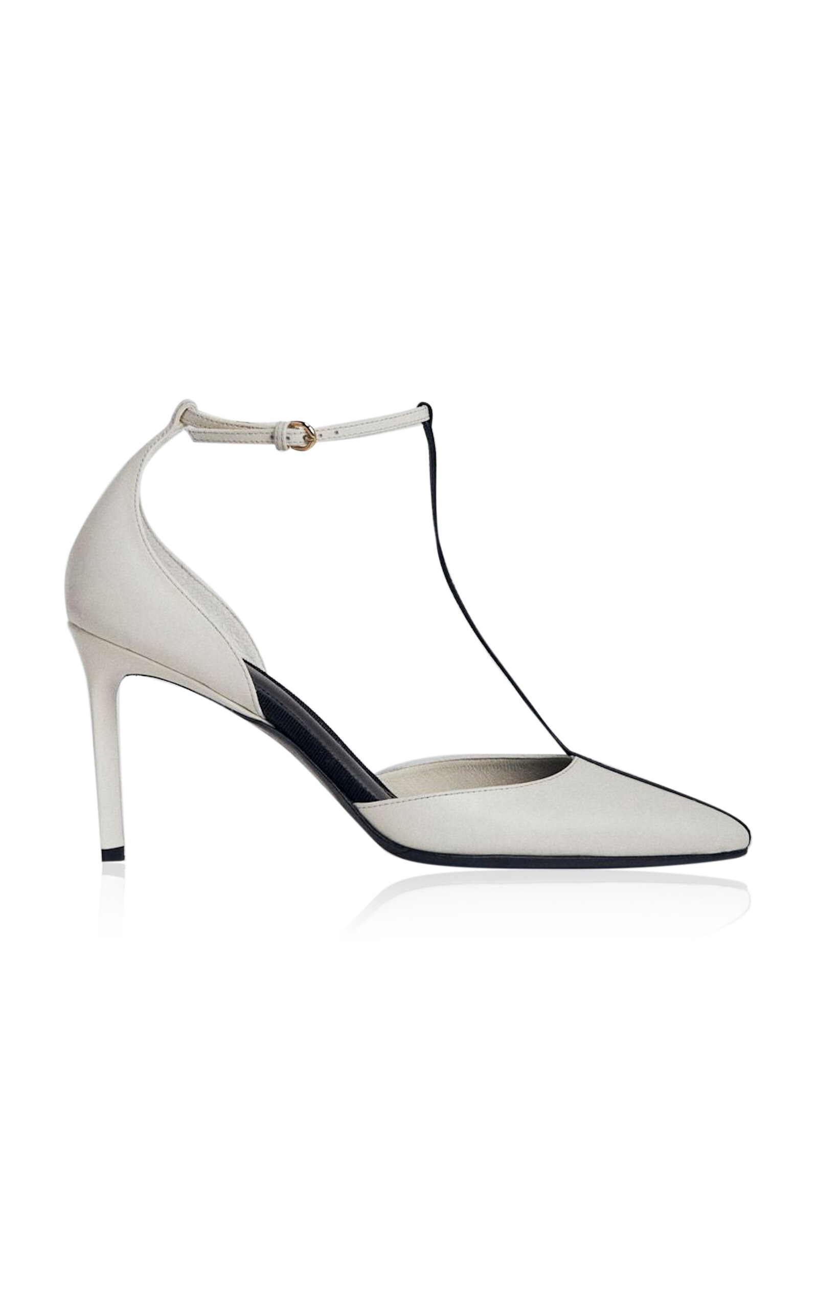 Co T-strap Leather D'orsay Pumps In Ivory