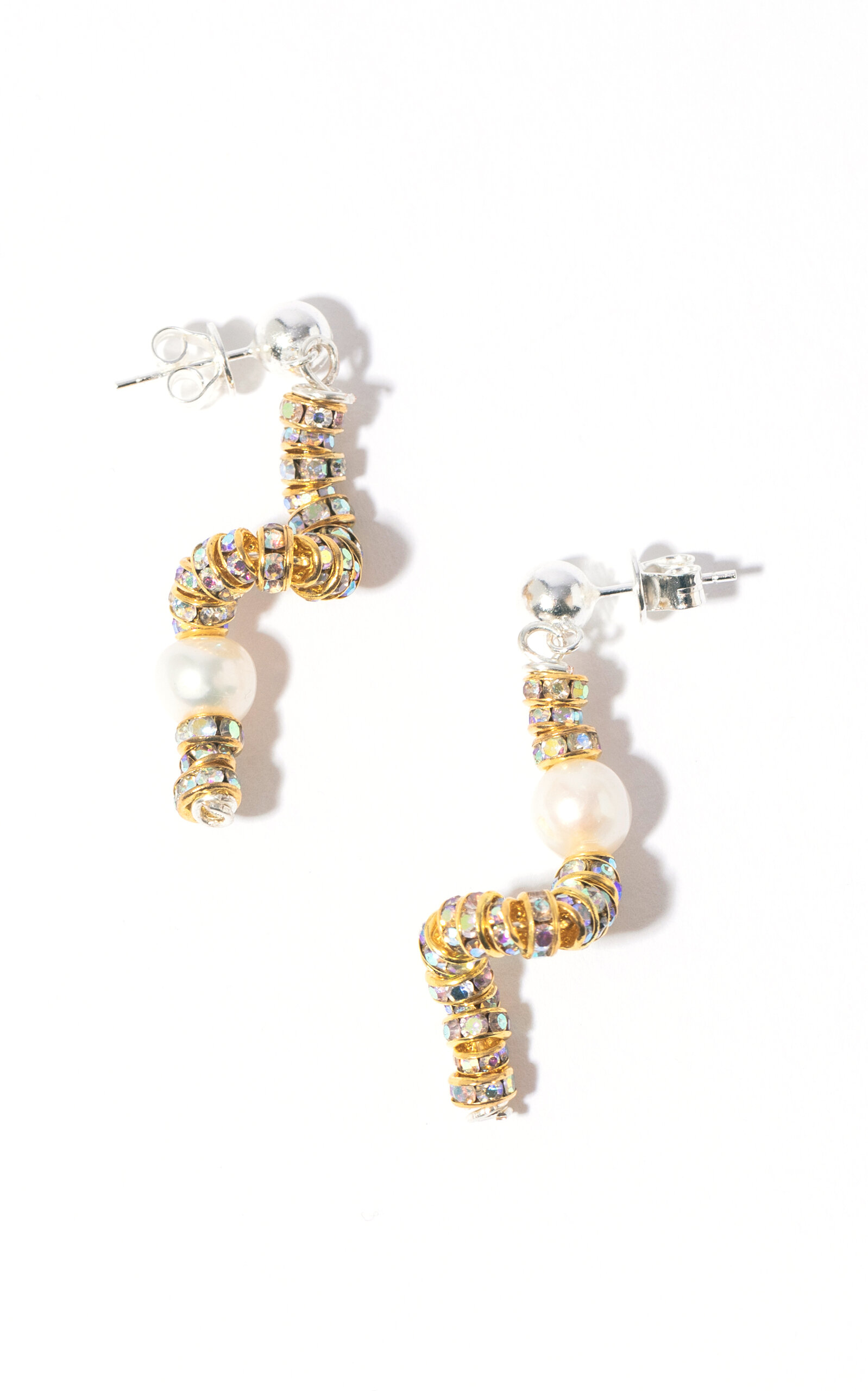Pearl Octopuss.y Tiny Golden Snakes Earrings