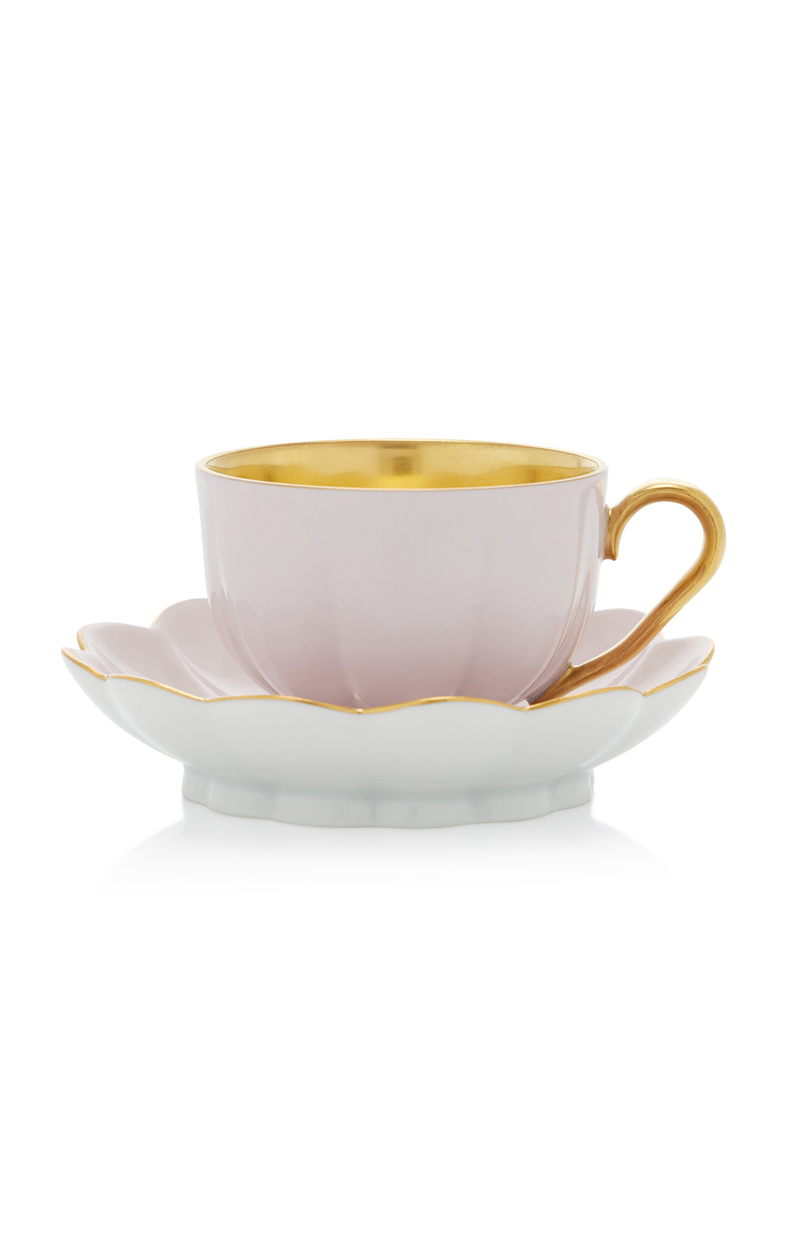 Augarten Wien Porcelain Coffee Cup And Saucer In Pink