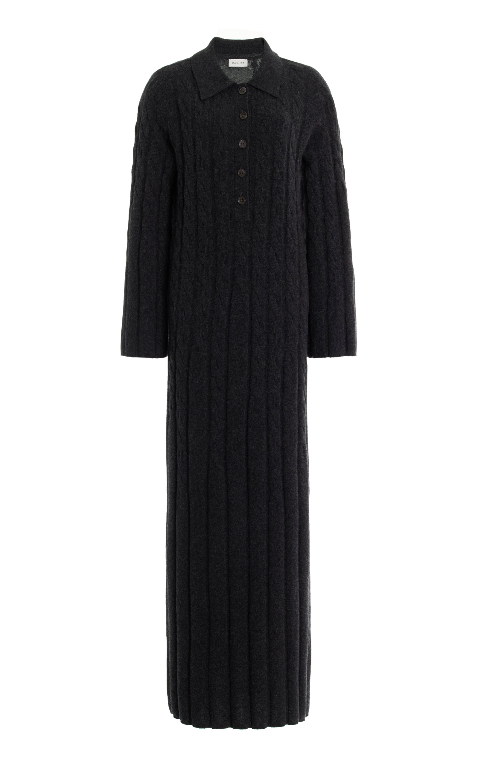 House of Dagmar Cable-Knit Wool-Cashmere Maxi Dress - Grey