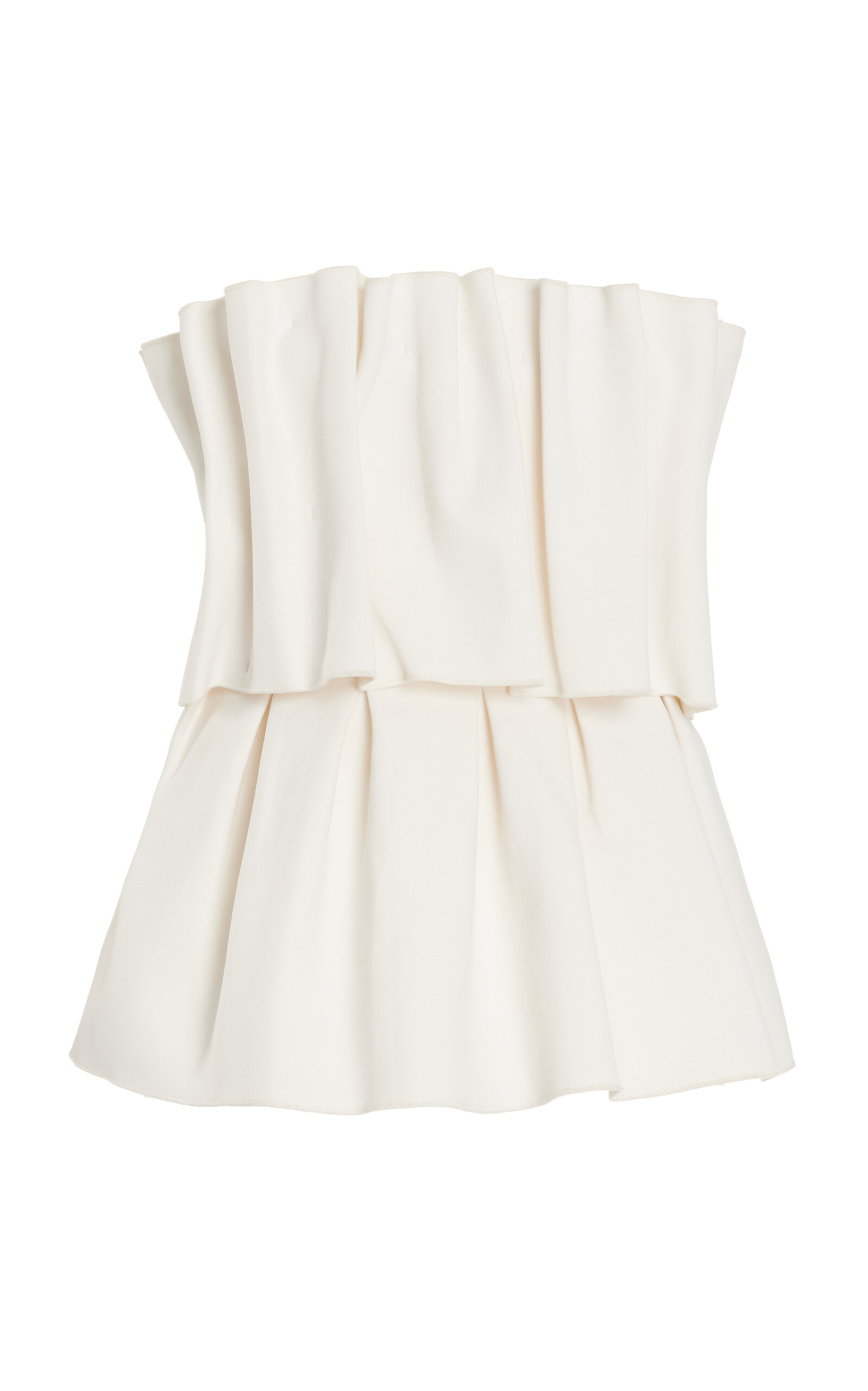 House of Dagmar Ruffled Stretch-Crepe Strapless Top