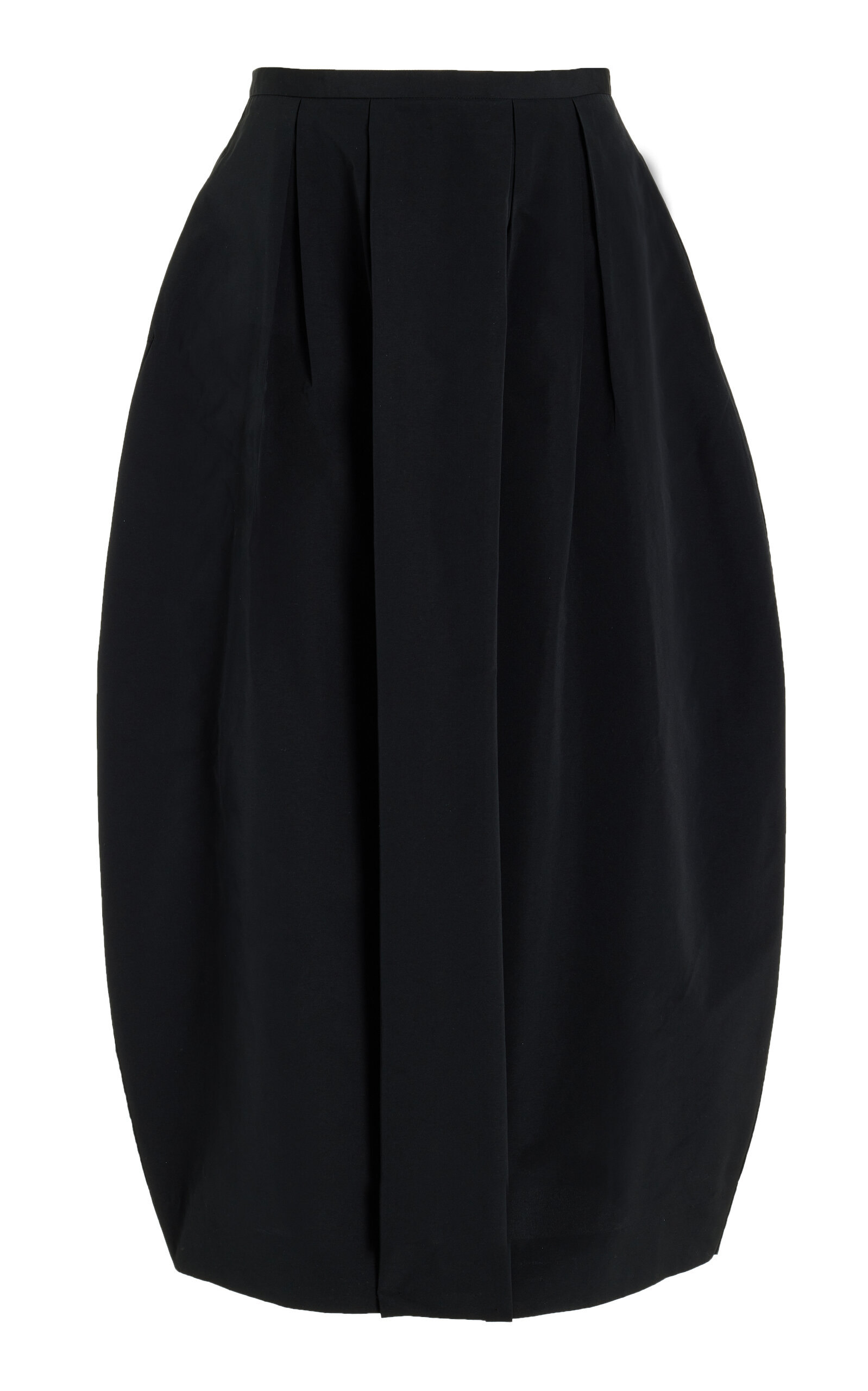House of Dagmar Curved Pleated Crepe Maxi Skirt - Black