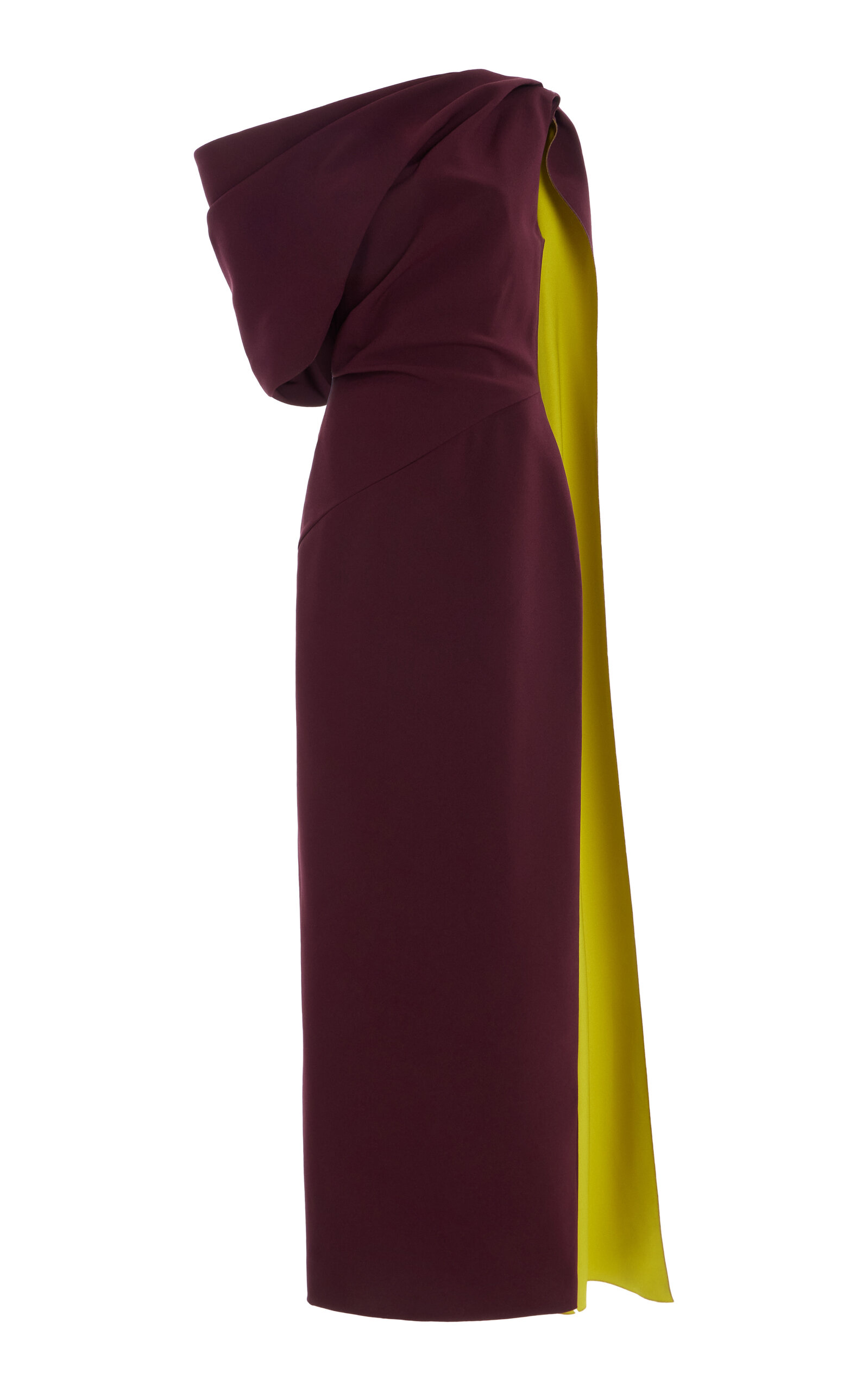 Maite Cape-Detailed Asymmetric Bonded Crepe Maxi Dress