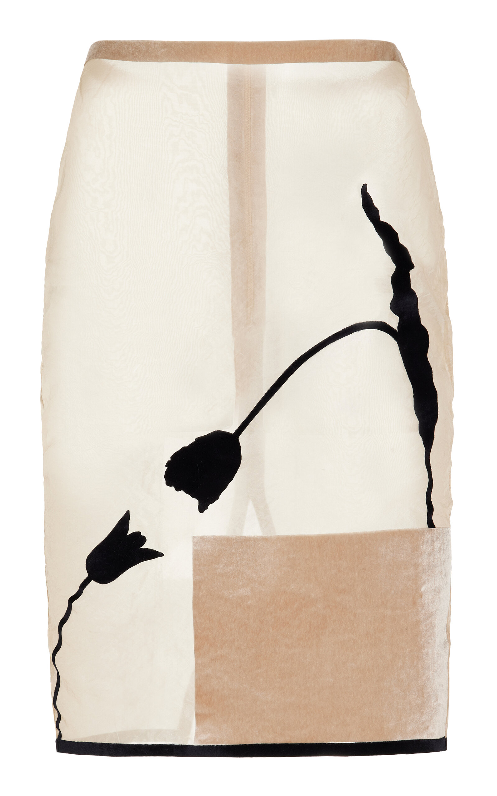 Ludovic de Saint Sernin Velvet-Detailed Organdy Midi Skirt - Neutral