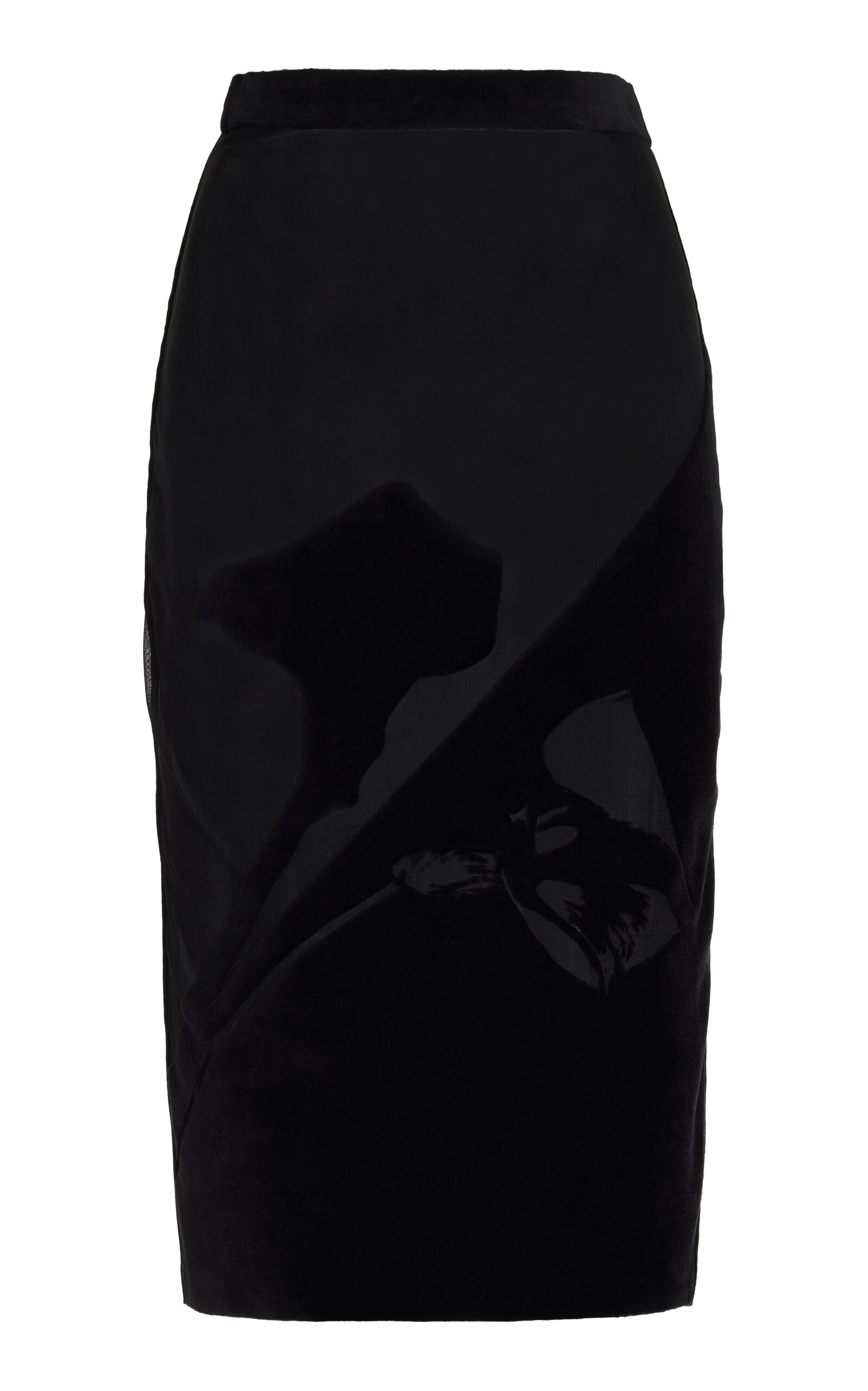 Ludovic de Saint Sernin - Helen Velvet Devore Midi Skirt - Black - L - Only At Moda Operandi