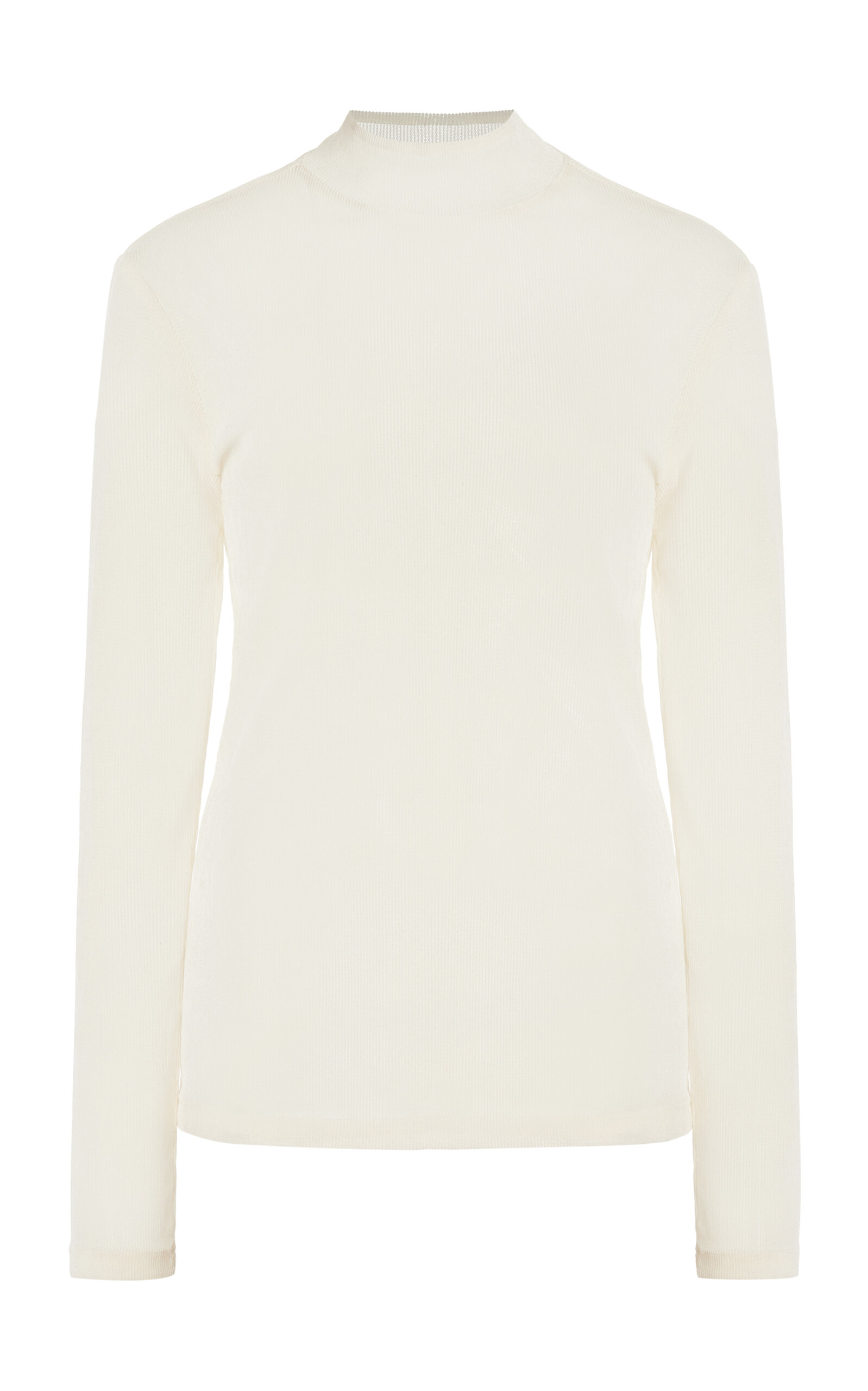 Ludovic de Saint Sernin Knit Mesh Turtleneck Top - Off-White - XS