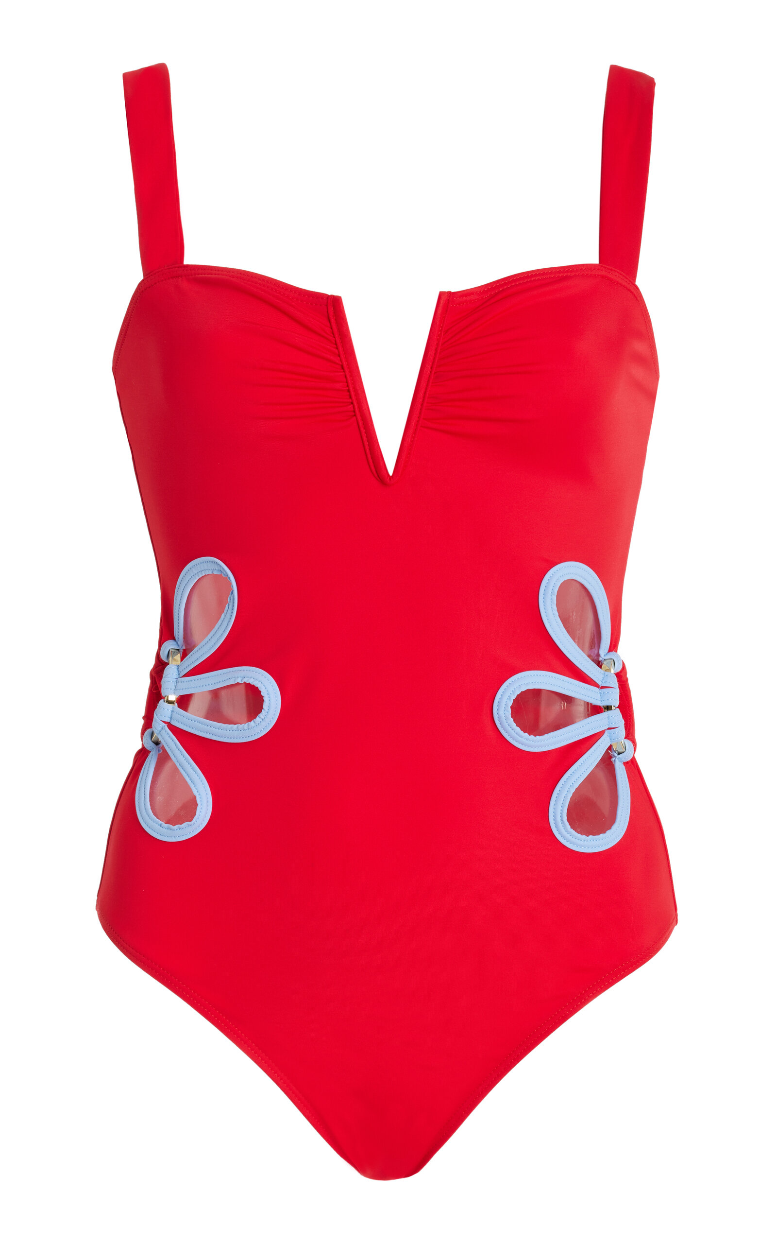 Shop Follow Suit Exclusive  Flora Cutout One-piece Swimsuit In Red