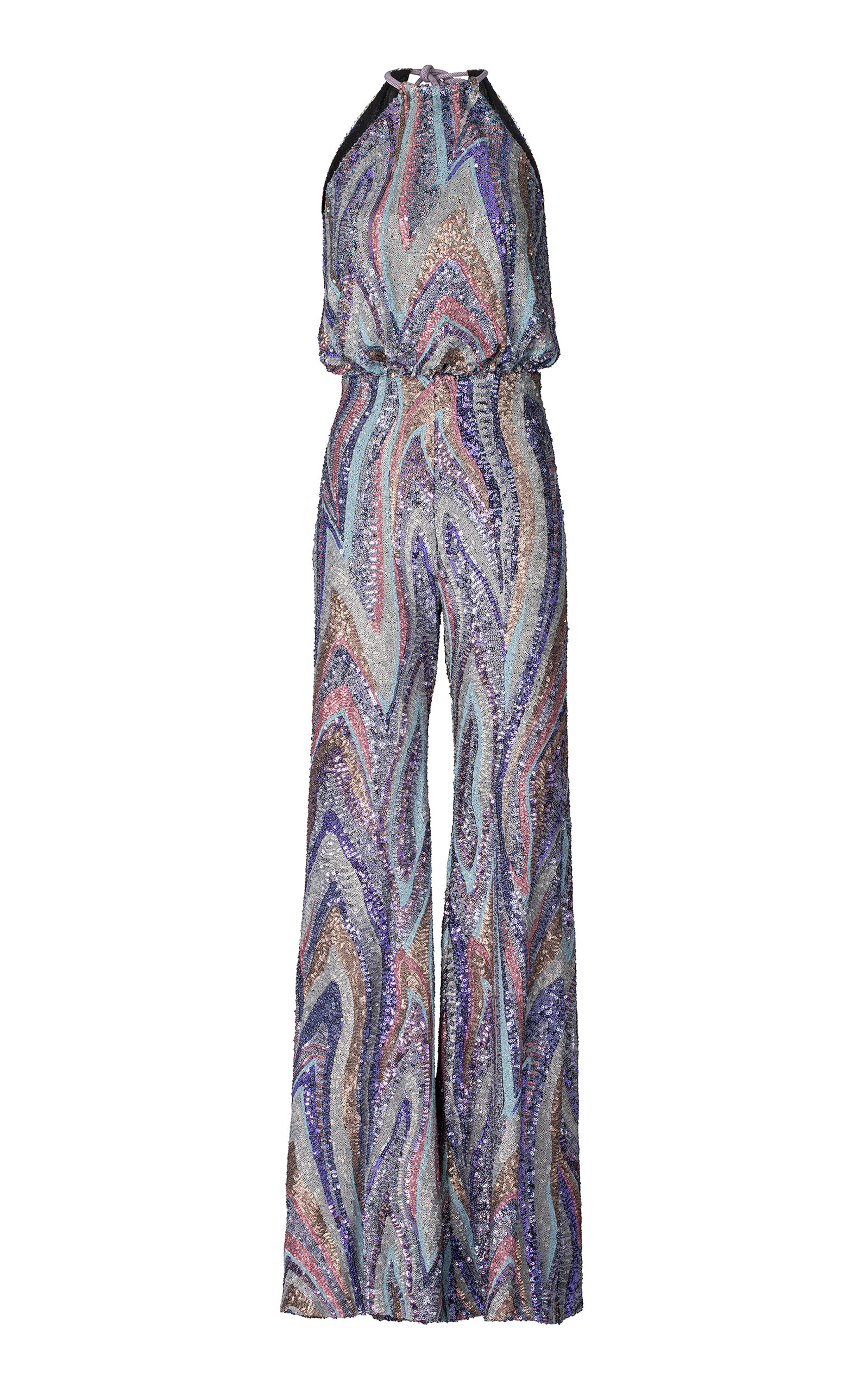Silvia Tcherassi Lauretta Sequin Embellished Halter Jumpsuit - Blue - XS