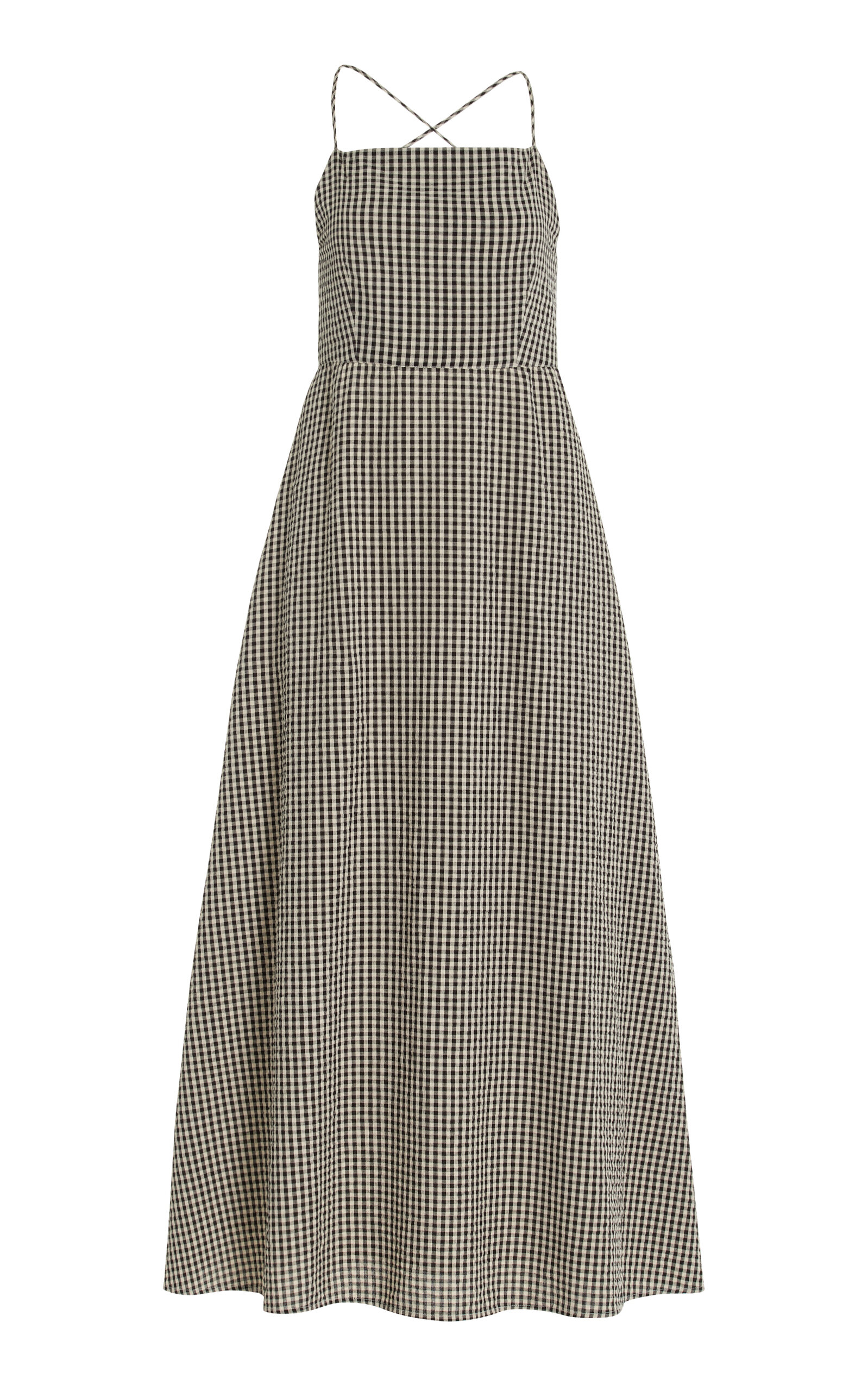 POSSE LORI OPEN-BACK GINGHAM COTTON MAXI DRESS