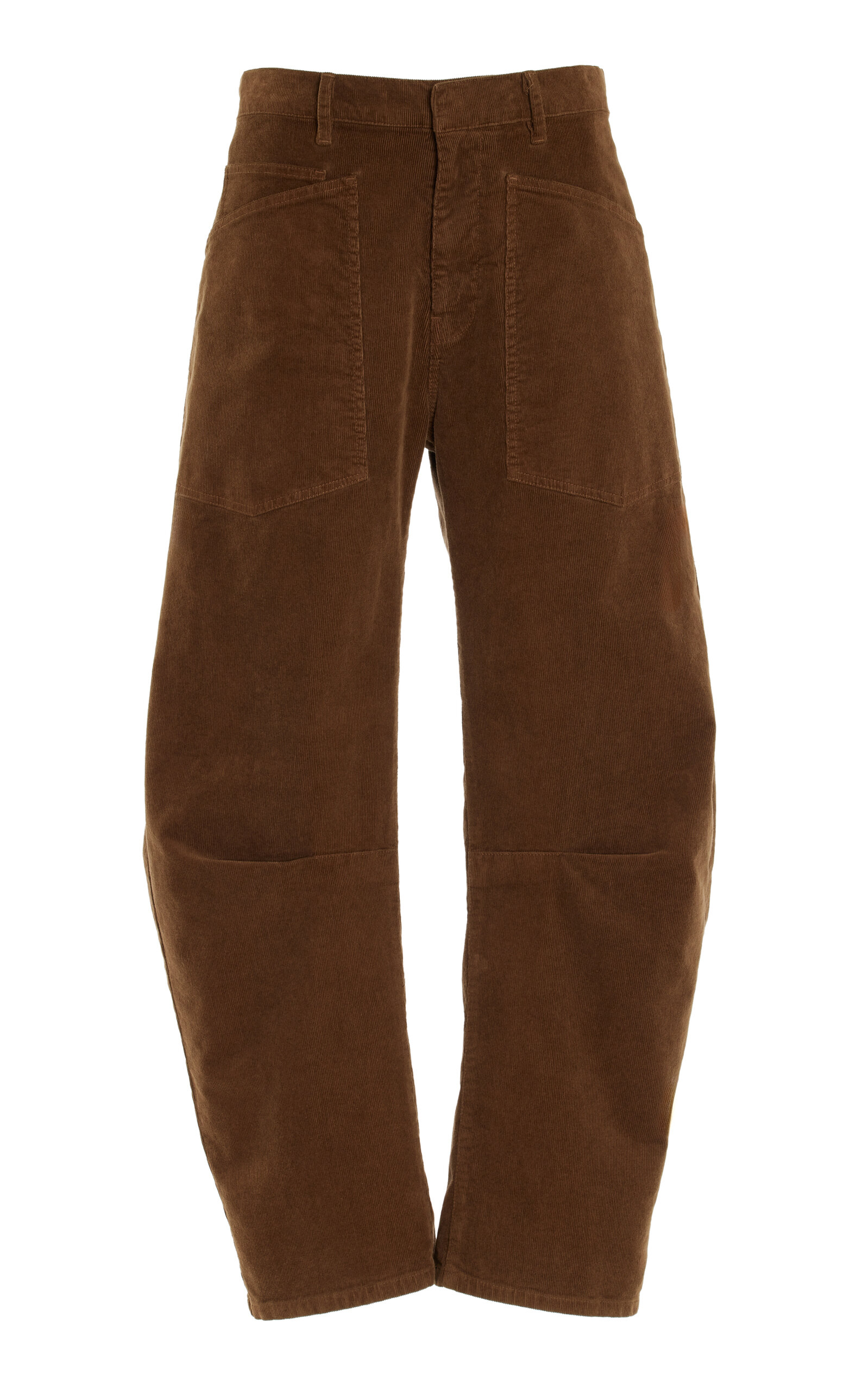 Nili Lotan Shon Mid-rise Stretch-cotton Barrel-leg Pants In Brown