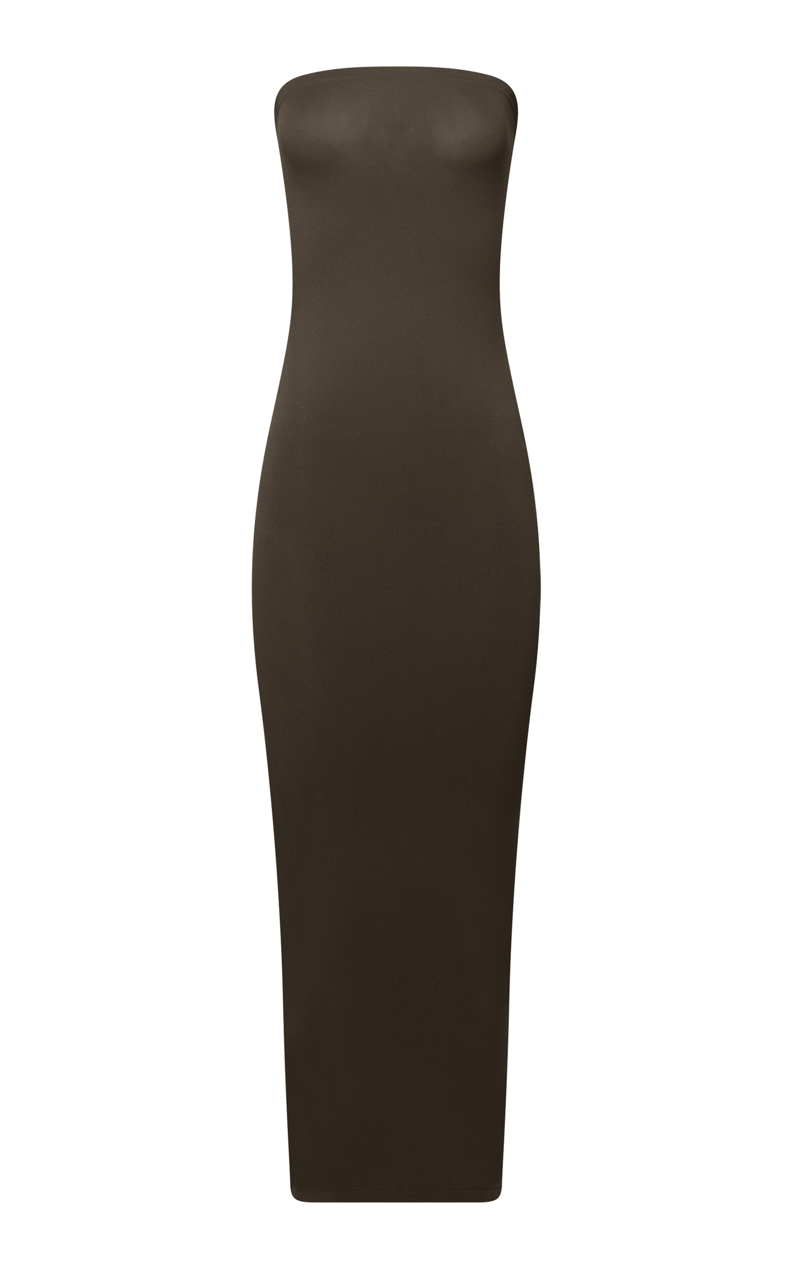 Wolford Fatal Strapless Midi Tube Dress In Brown