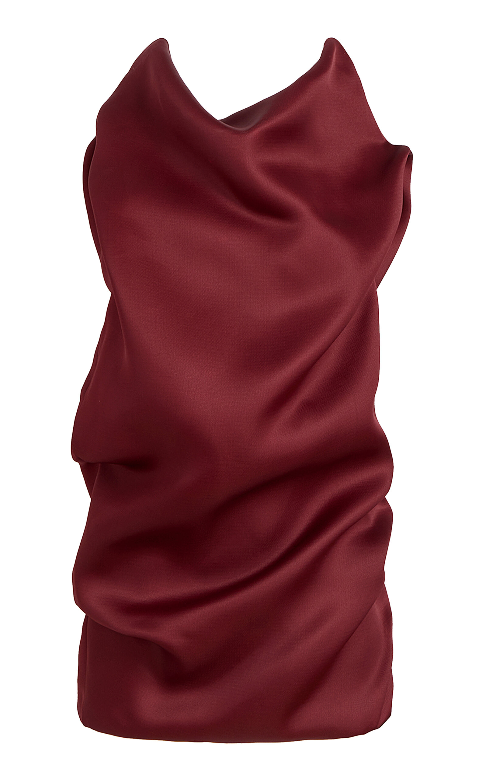 Khaite Luola Draped Silk Mini Dress - Burgundy
