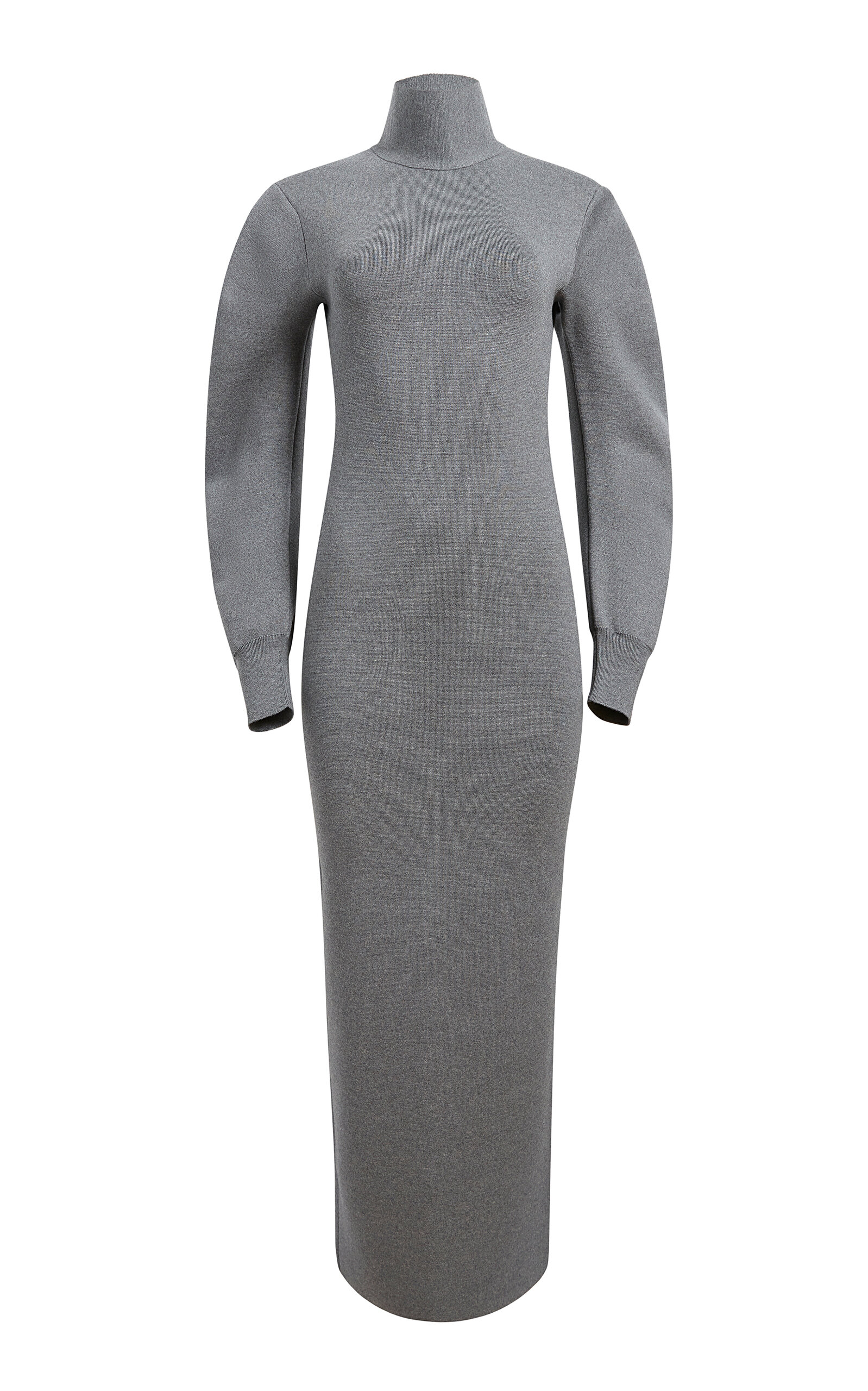 Khaite Storm Turtleneck Merino-blend Maxi Dress In Grey