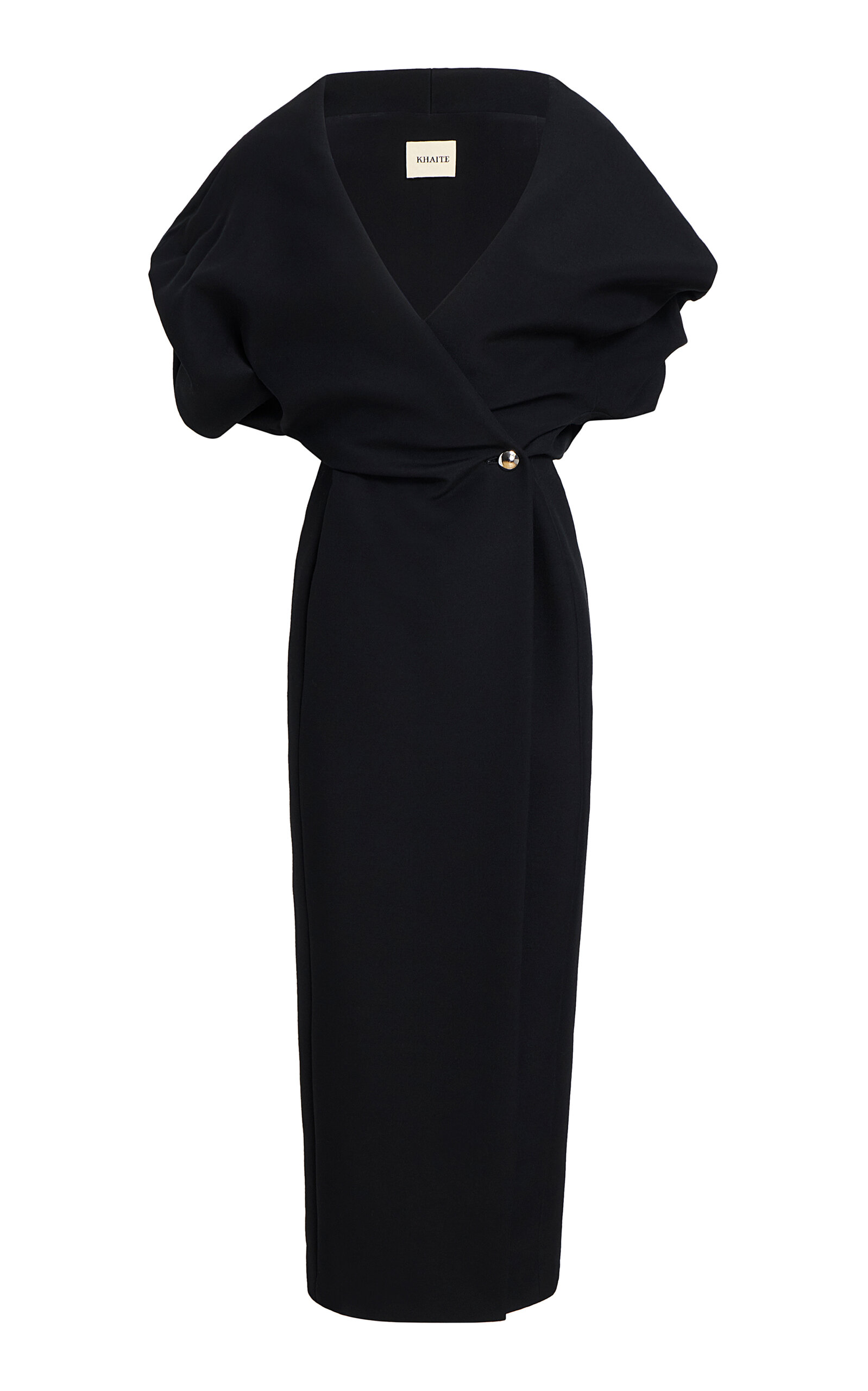 Khaite Truman Wrapped Crepe Midi Dress