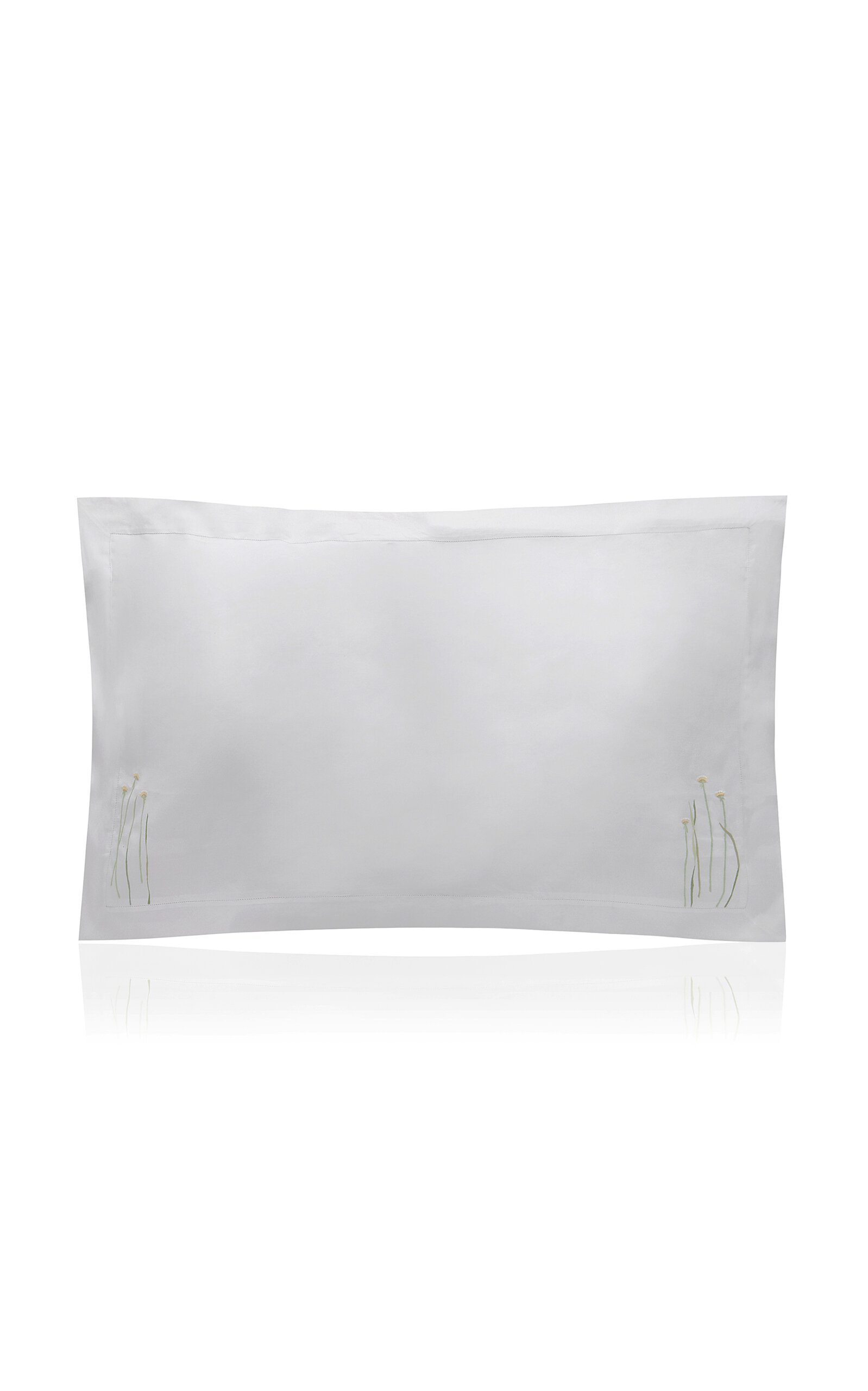 VIS-A-VIS PARIS JARDIN D'HERBE EMBROIDERED SATIN KING SHAM