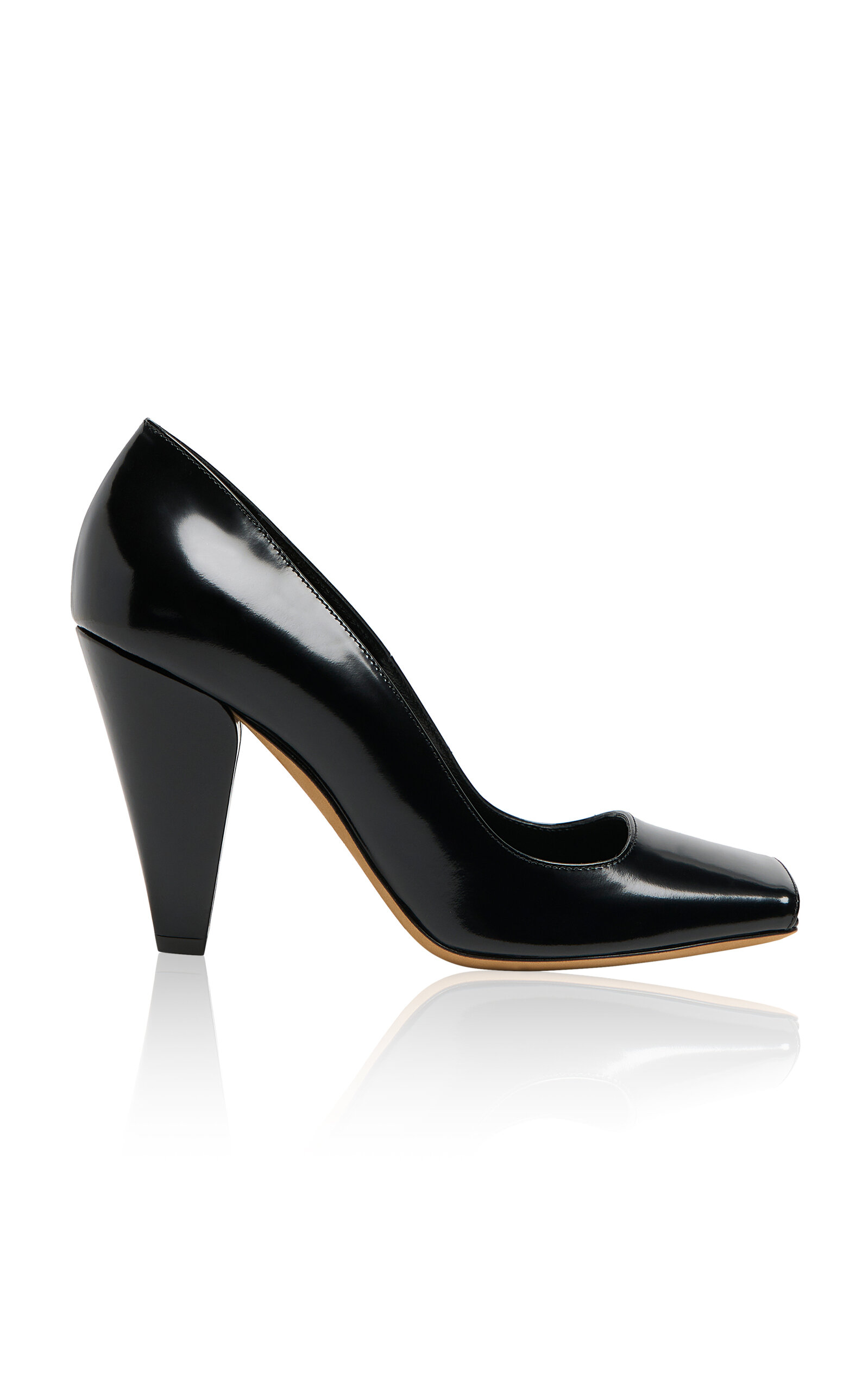 Khaite Cedar Peep-Toe Leather Pumps - Black - IT 38.5