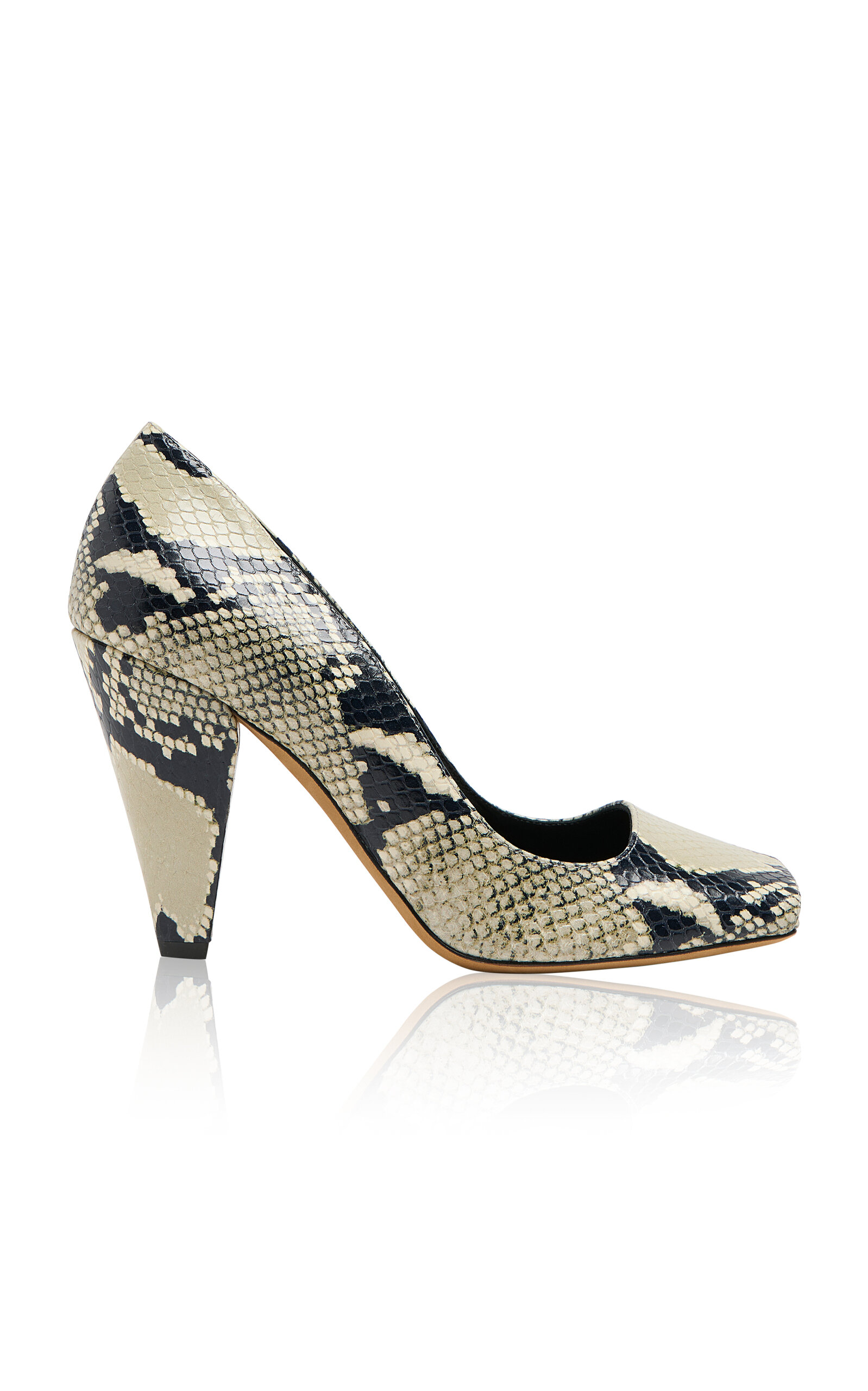 Khaite Cedar Peep-Toe Snake-Effect Leather Pumps - Python - IT 40.5