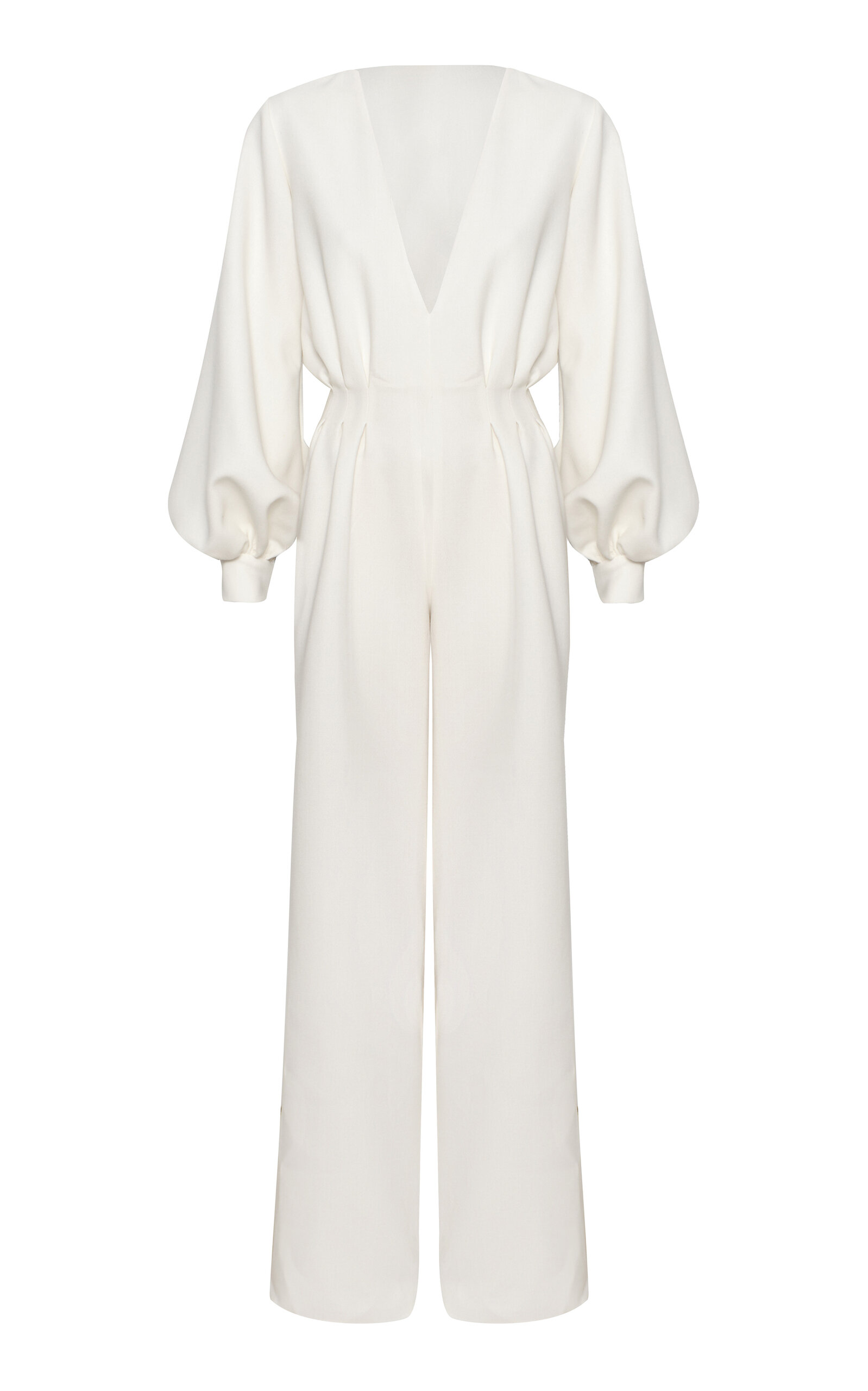Andres Otalora Territorio Artesano Plunging Crepe Jumpsuit - Off-White