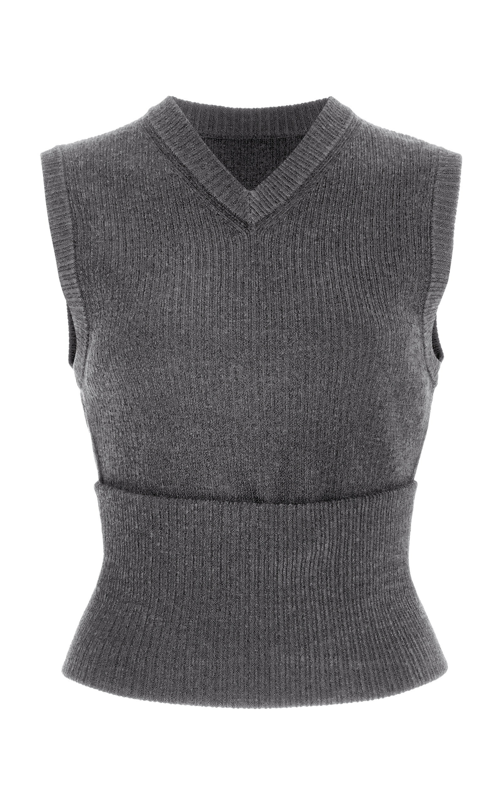 Proenza Schouler Cruz Convertible Ribbed-Knit Sweater Vest - Grey