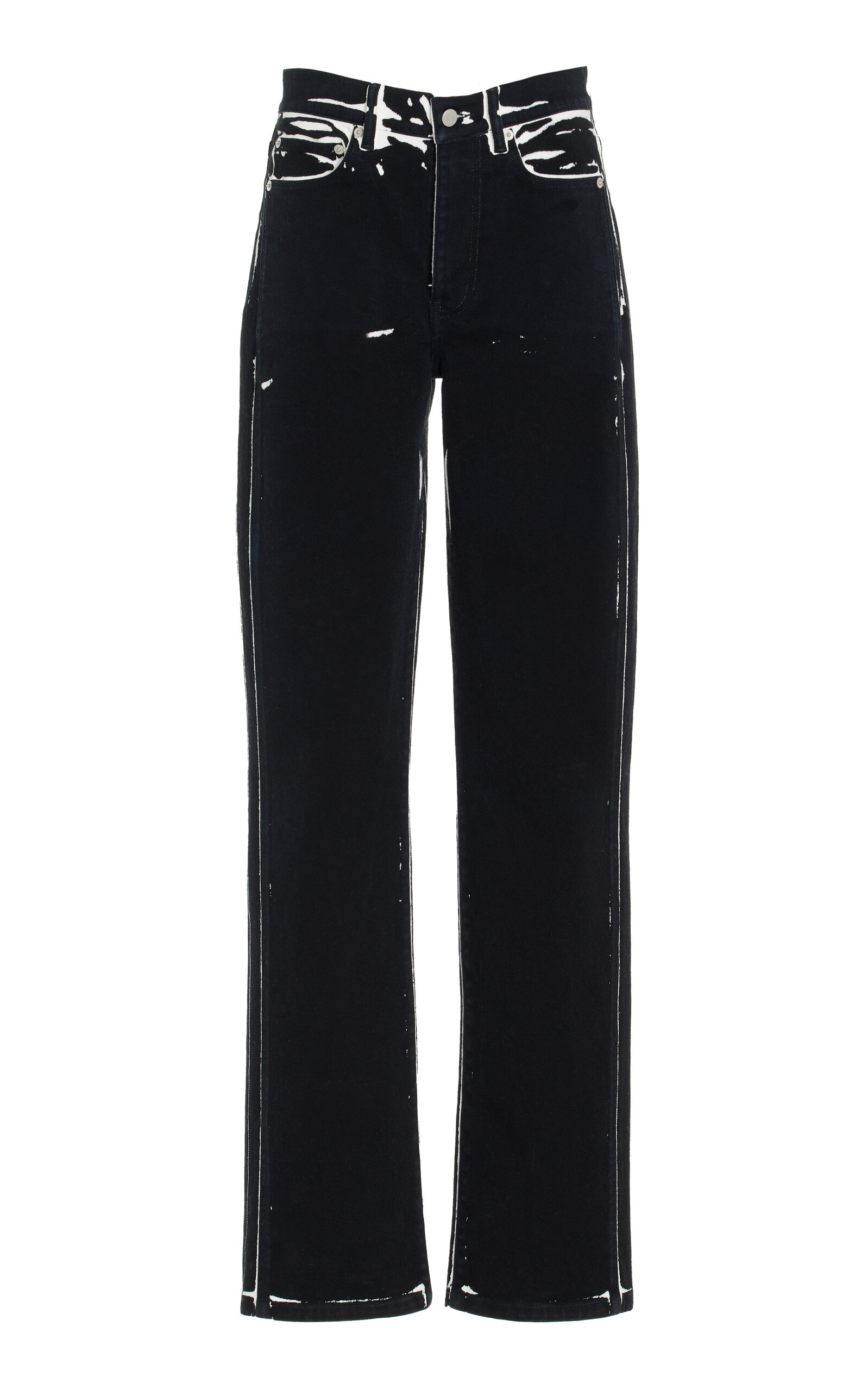Proenza Schouler Ryman Printed Stretch Mid-Rise Straight-Leg Jeans - Black