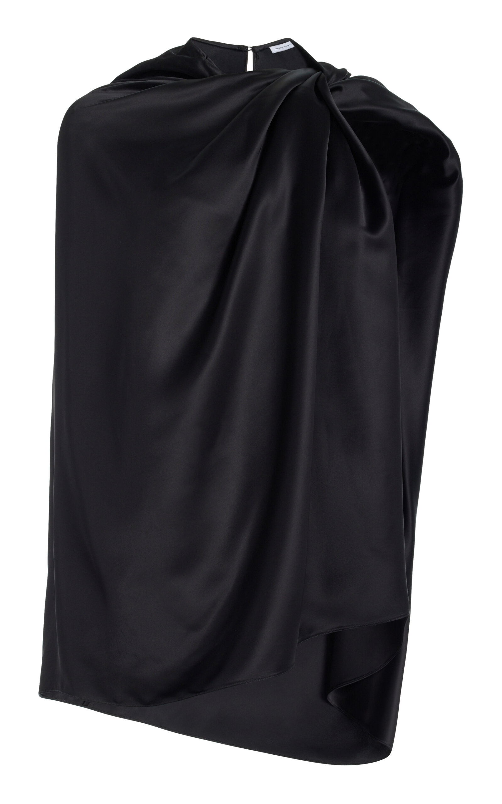Shop Marina Moscone Twisted Satin Capelet In Black