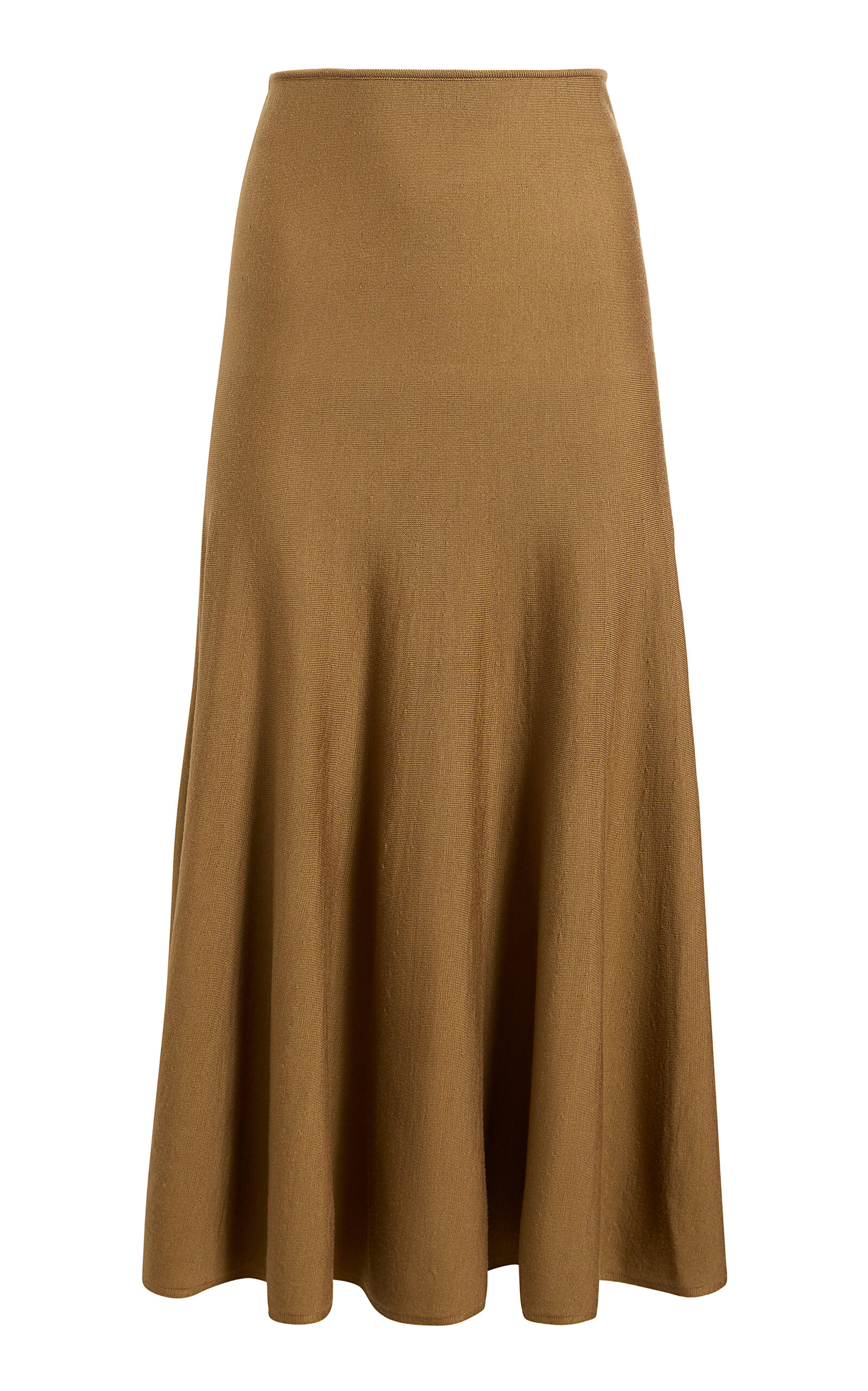 Khaite Mayu Mid-Rise Mine Merino Maxi Skirt - Brown