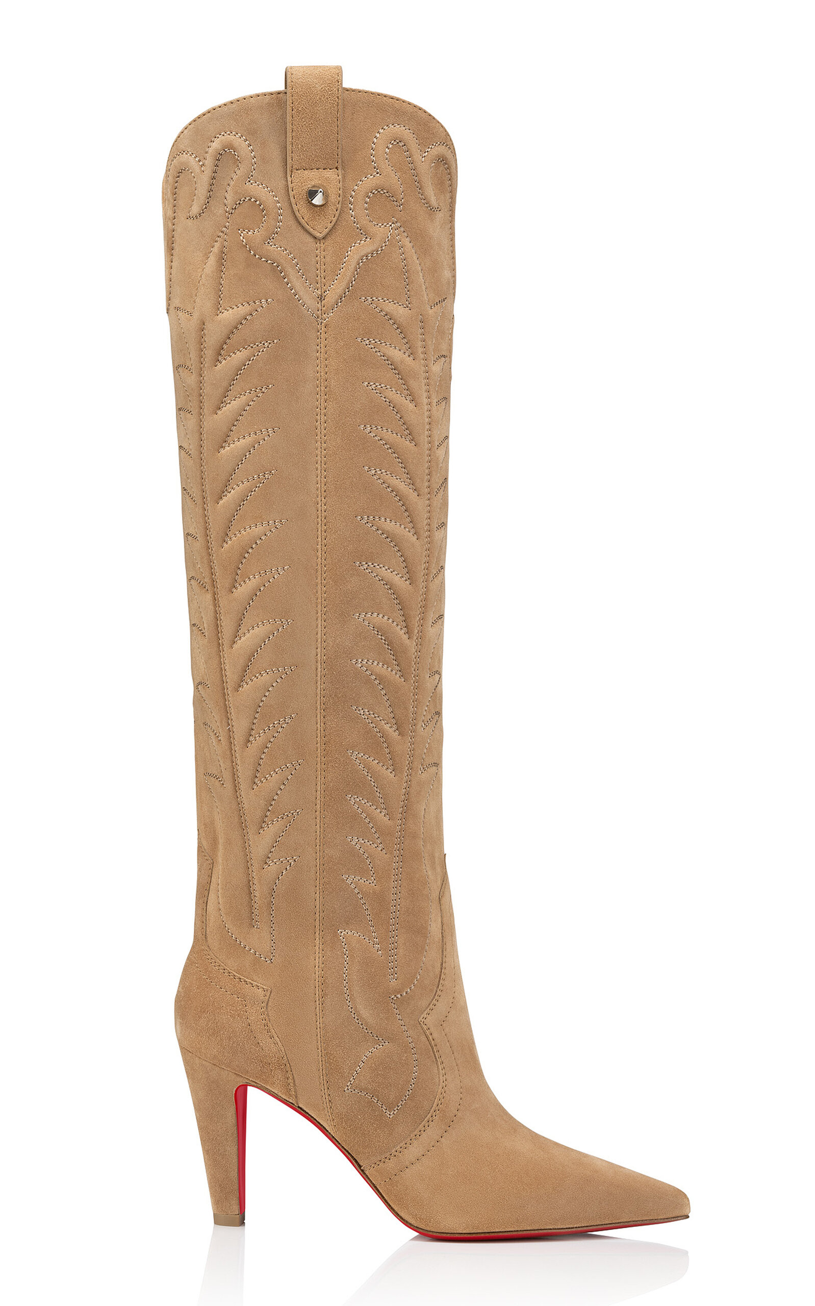 Christian Louboutin Santia 85mm Western Suede Knee Boots - Tan