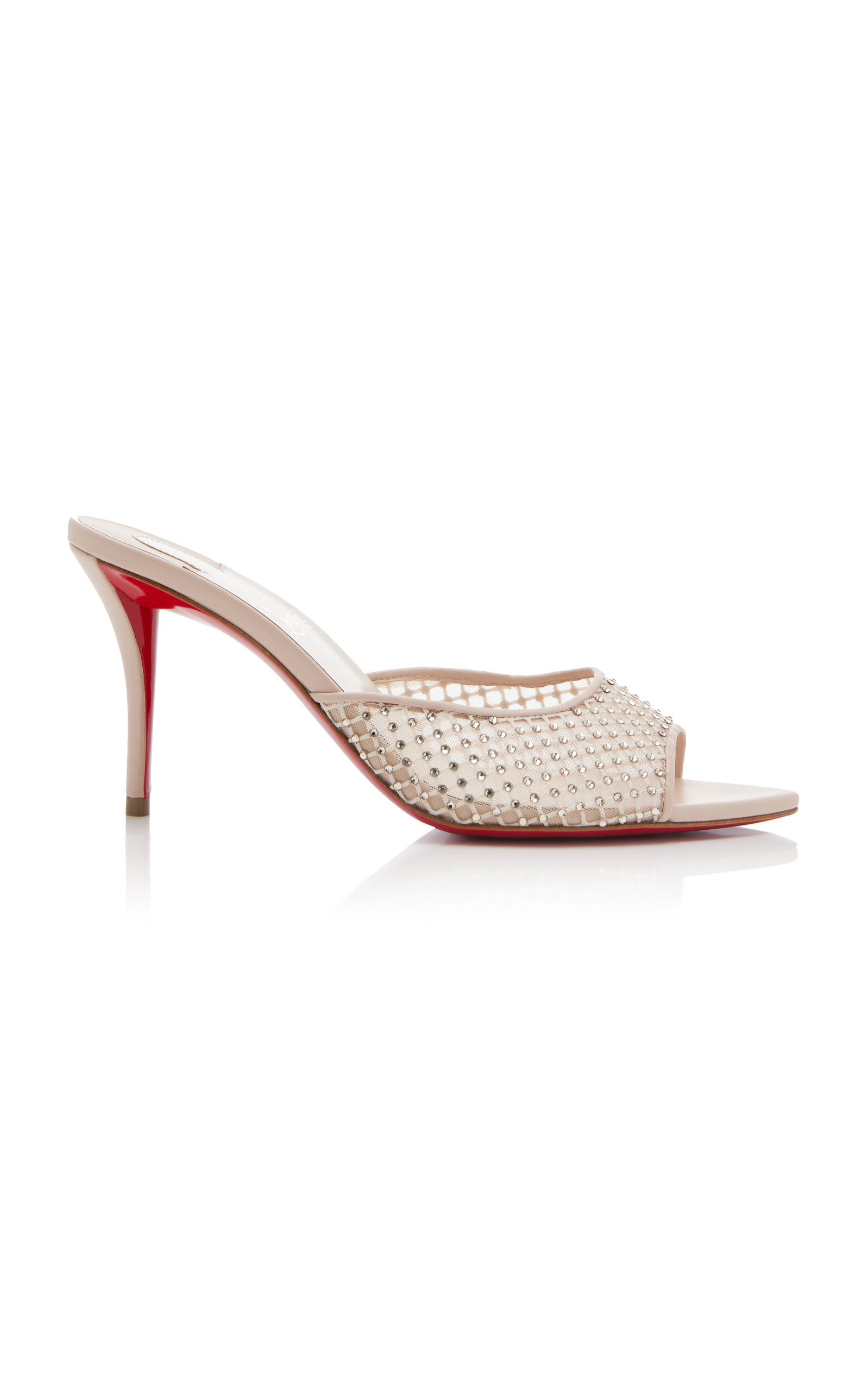 Christian Louboutin Apostropha 80mm Crystal-Embellished Leather Mules - Neutral