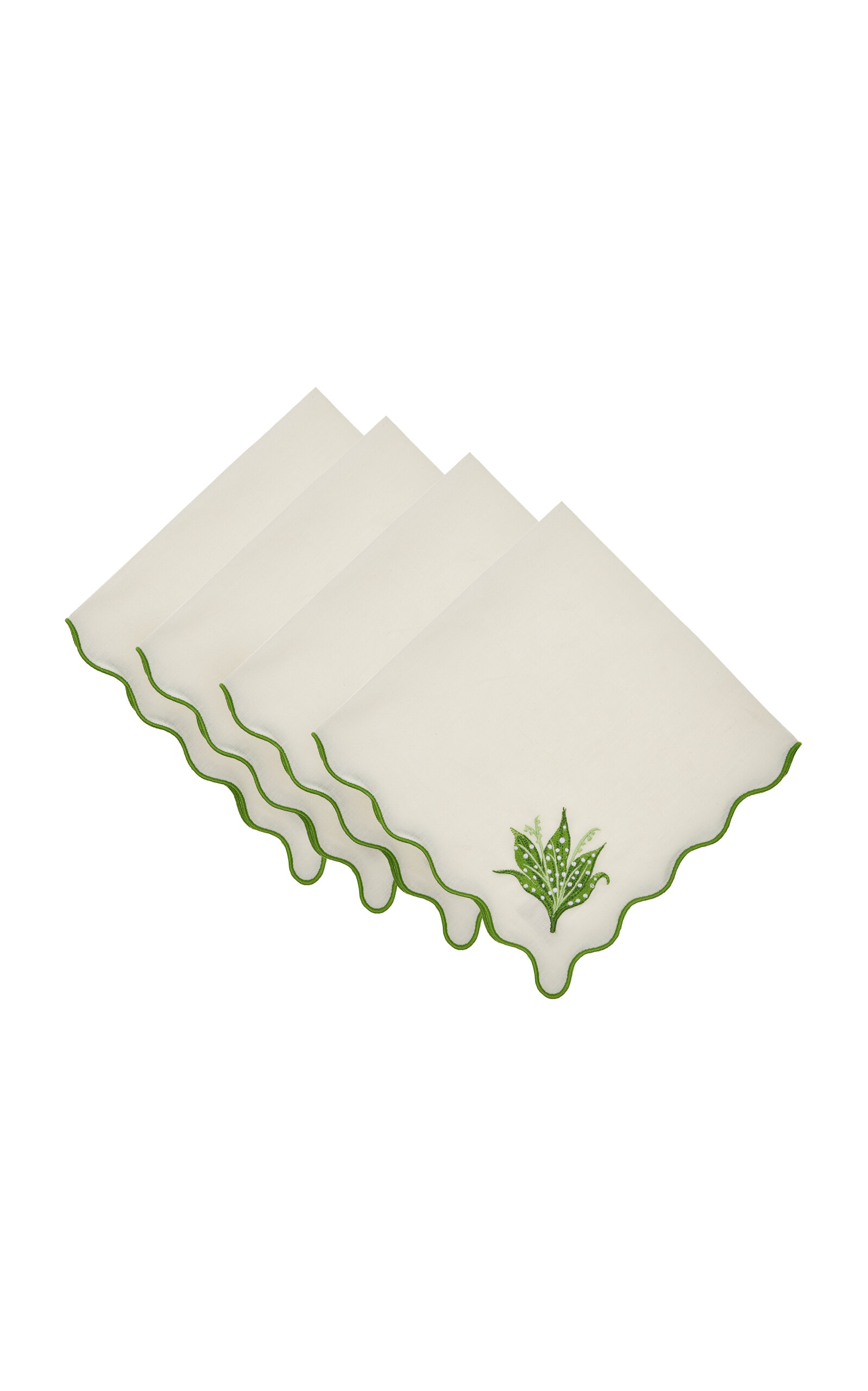 MODA DOMUS SET-OF-FOUR LILY OF THE VALLEY EMBOIRDERED-LINEN NAPKINS
