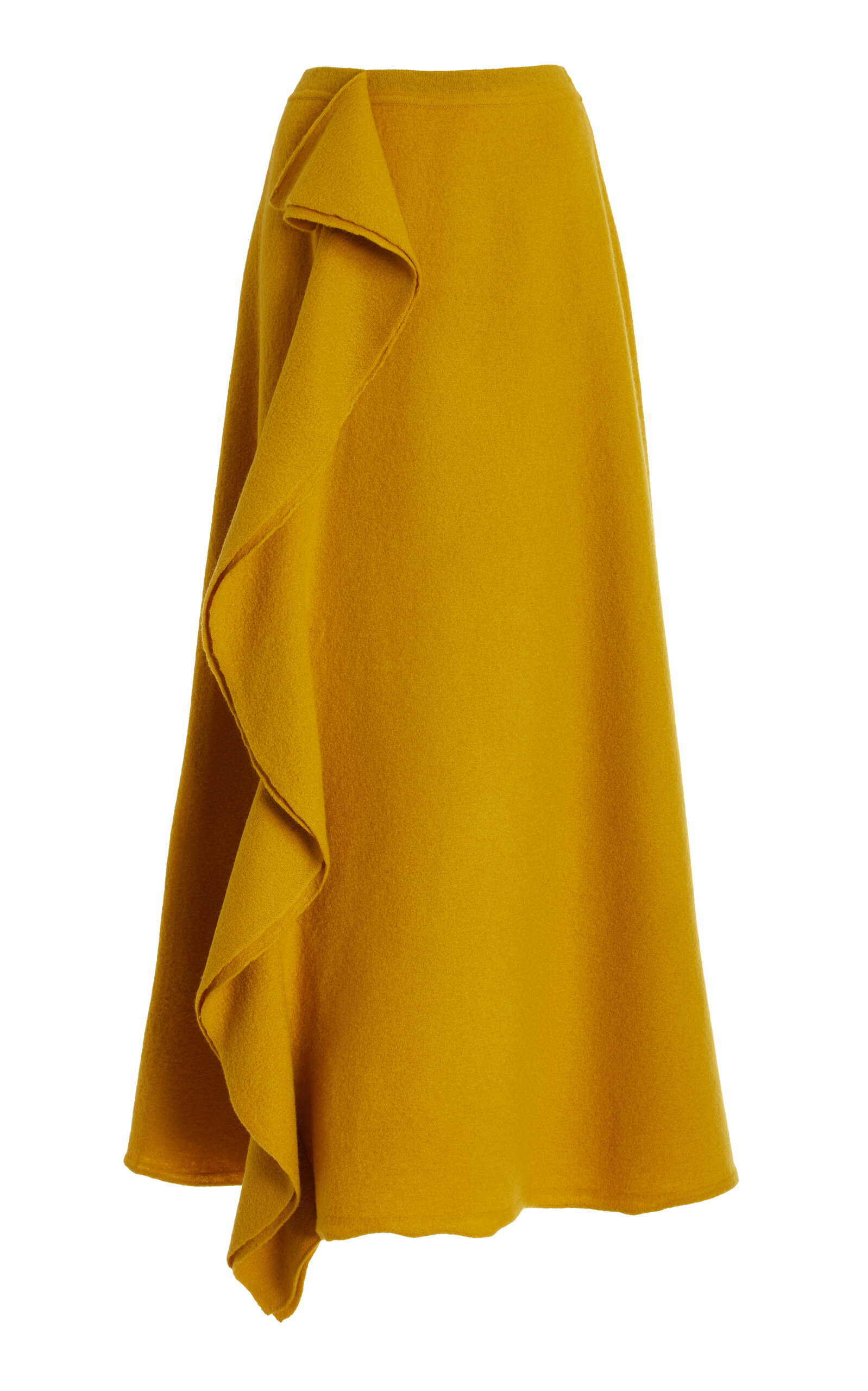Ulla Johnson Mireya Ruffled Merino Wool Maxi Skirt In Yellow