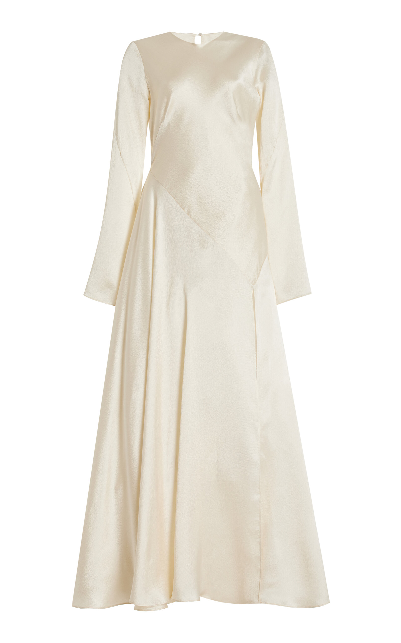 Shop Moré Noir Julia Textured Silk-satin Maxi Dress In Ivory