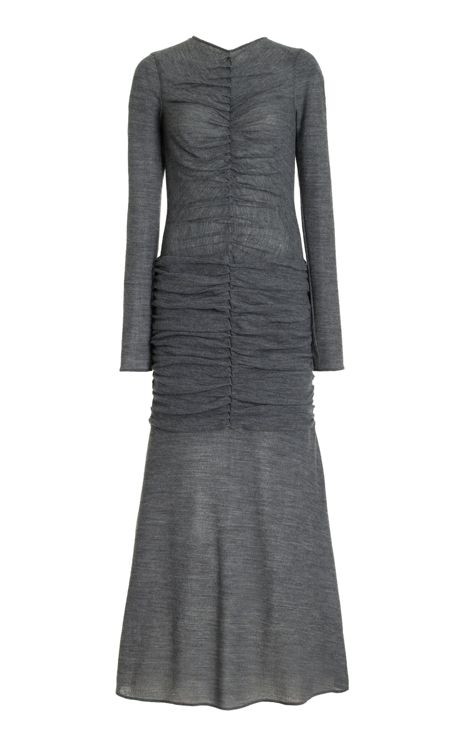 Shop Moré Noir Lauren Knit Wool-blend Maxi Dress In Grey