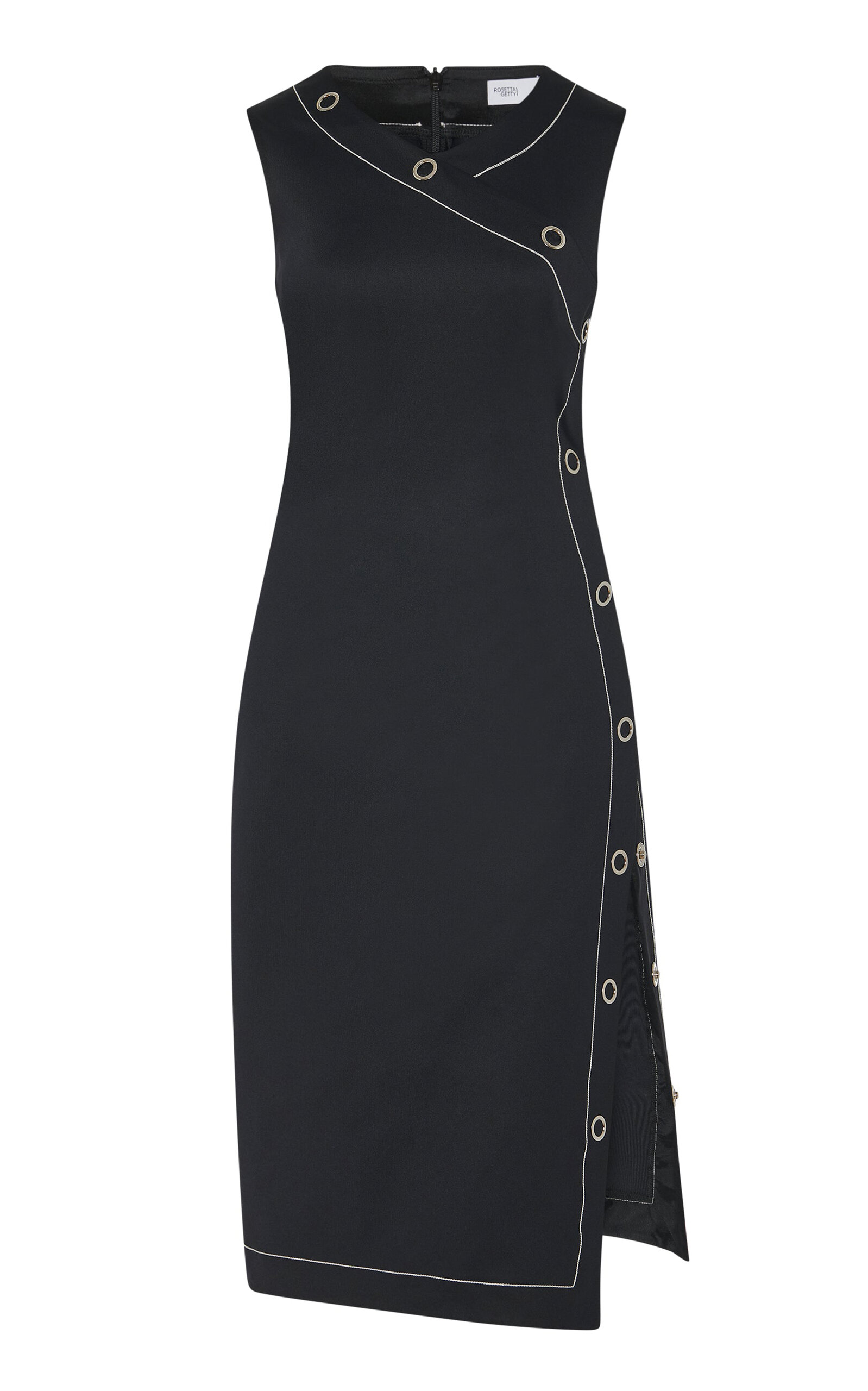 Shop Rosetta Getty Asymmetric Scuba-knit Midi Dress In Black