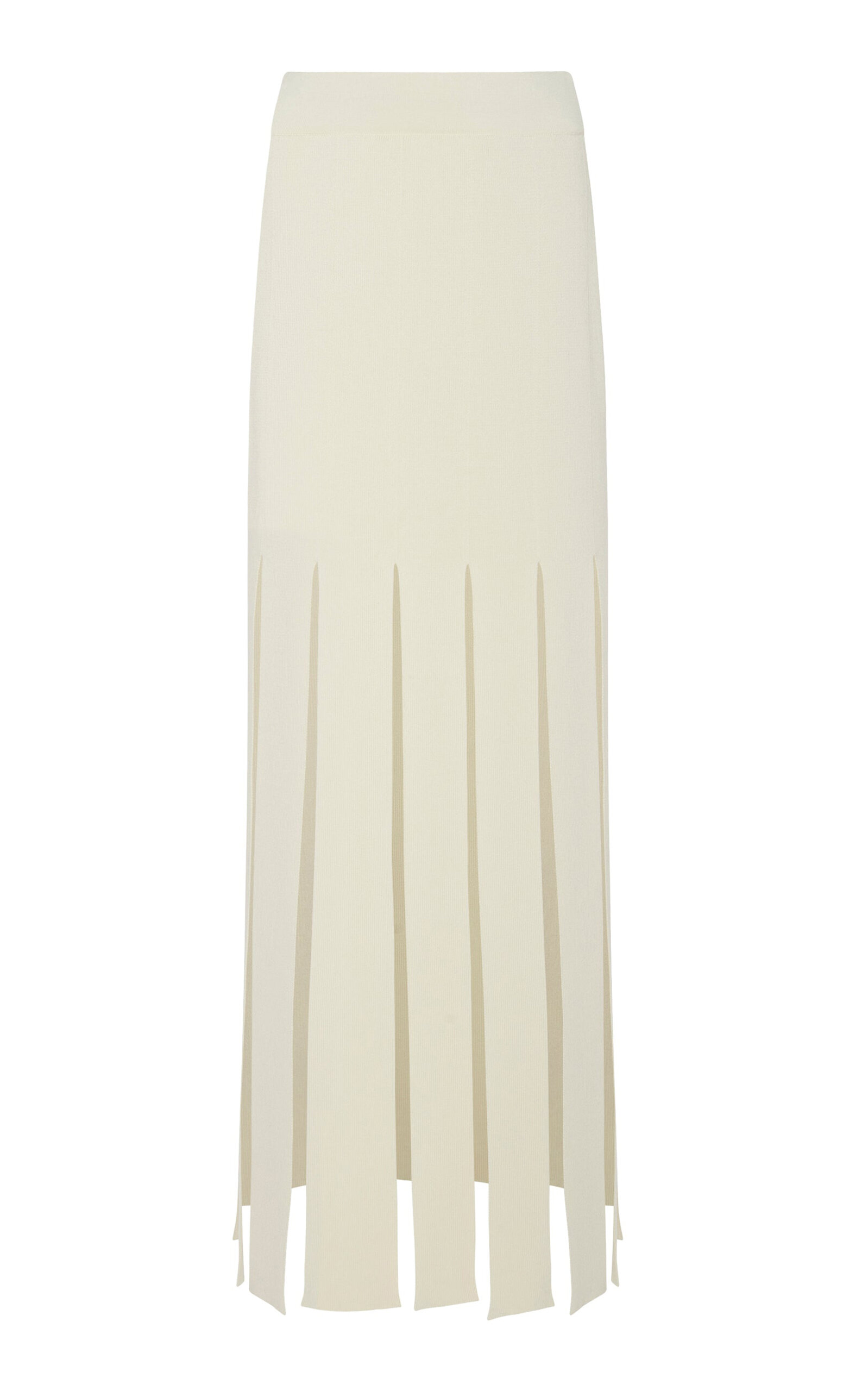 Shop Rosetta Getty Slashed Cotton-silk Midi Skirt In Off-white