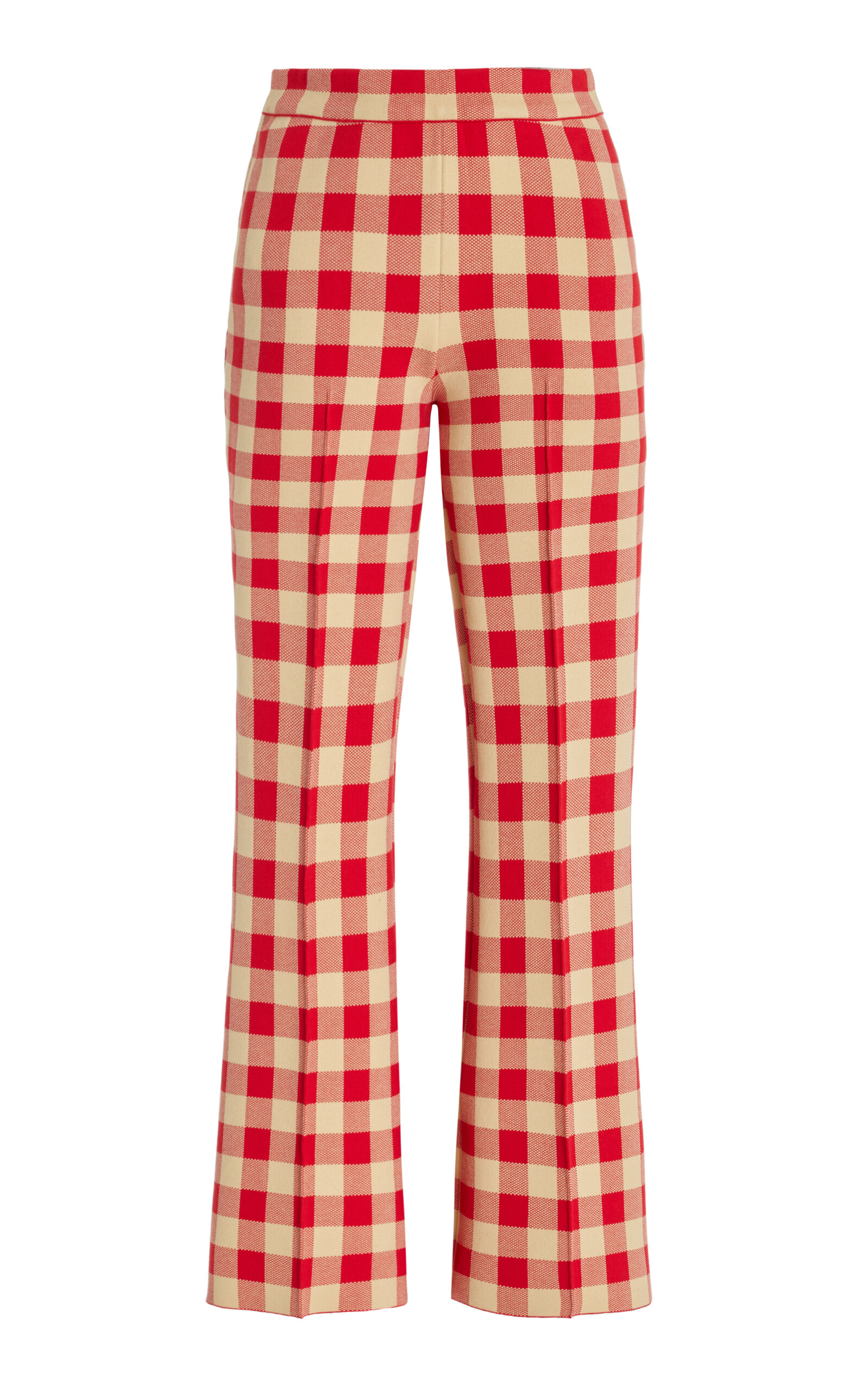 High Sport Exclusive Kick Gingham Stretch-Cotton Knit Cropped Flared Pants